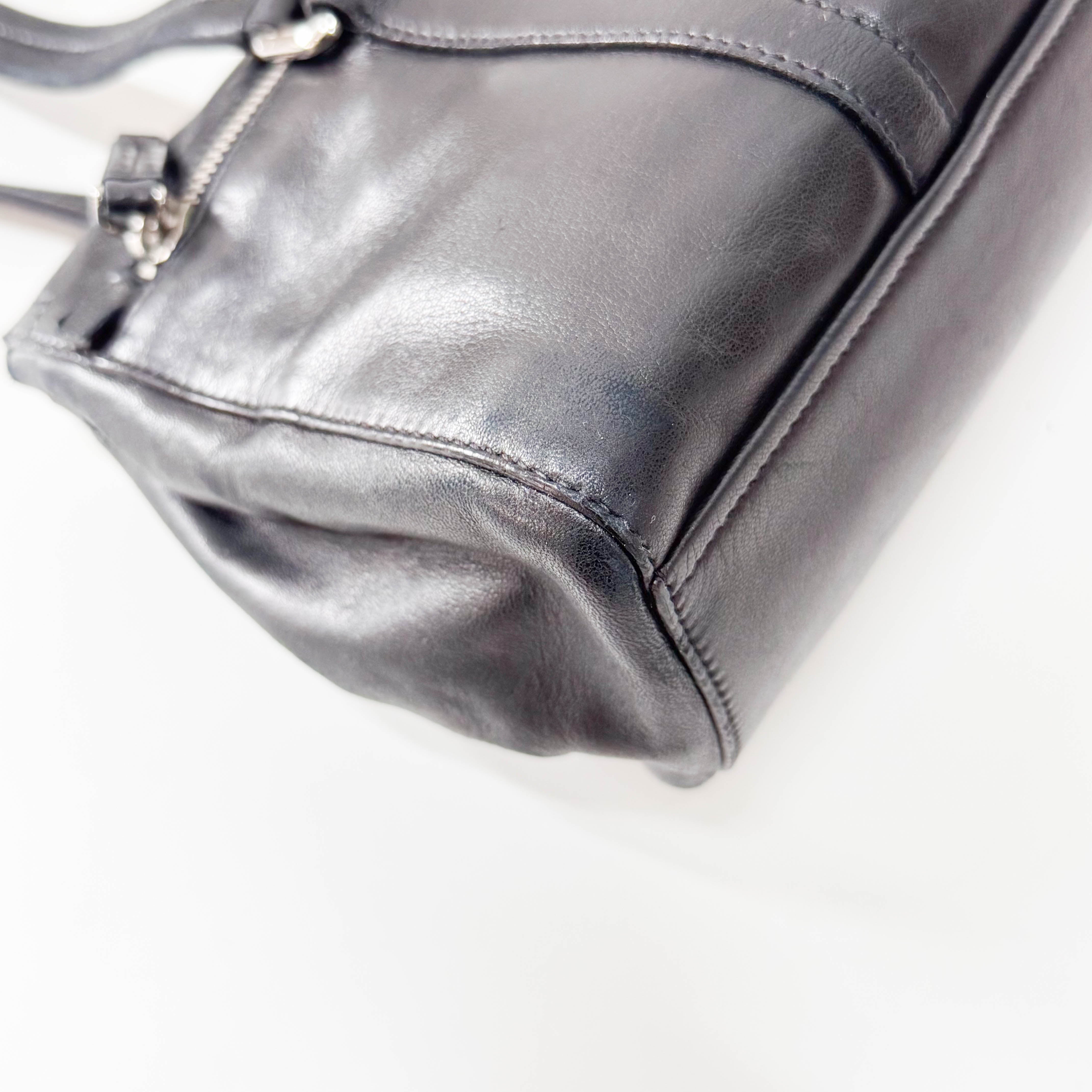 Black Nappa Calfskin Leather Shoulder Bag