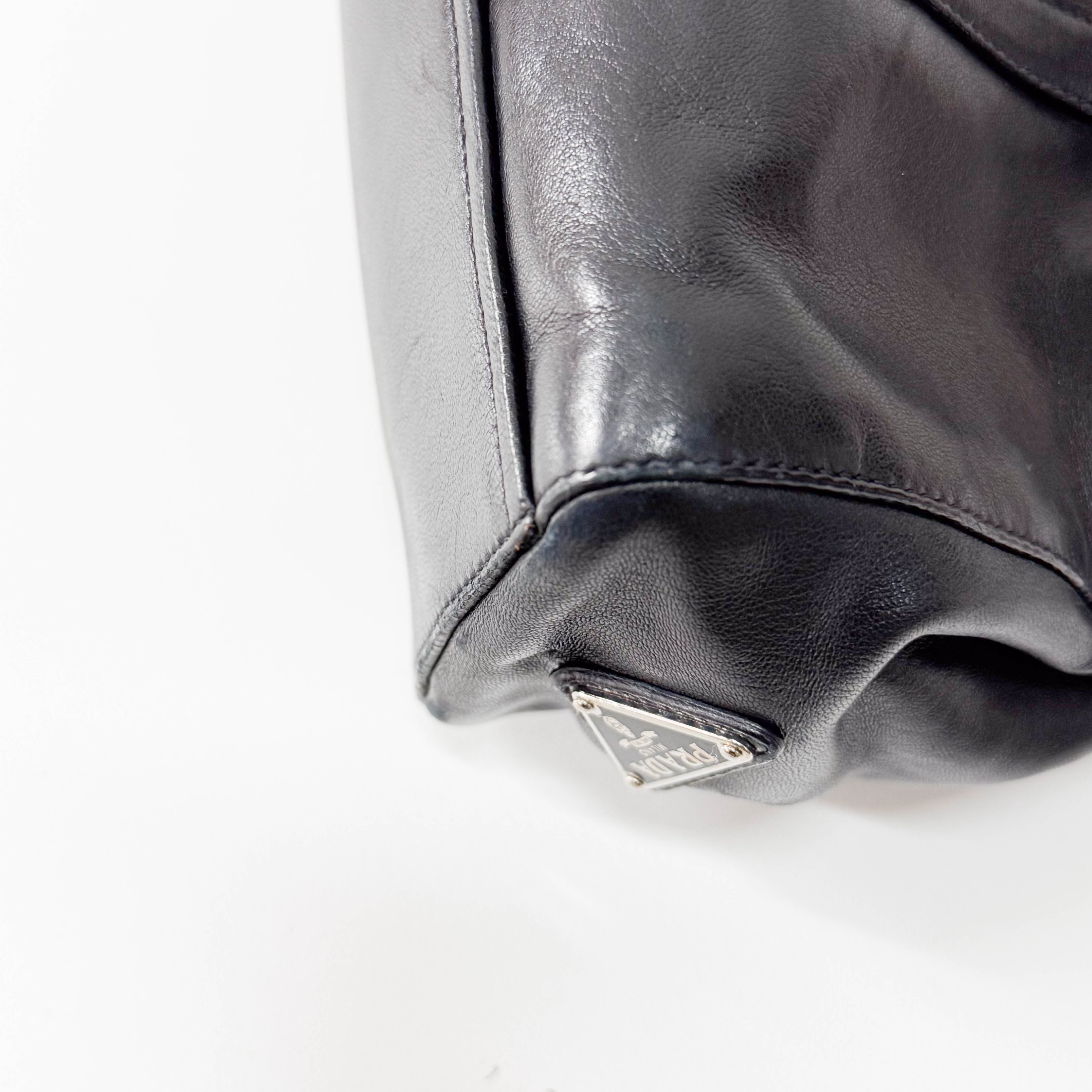 Black Nappa Calfskin Leather Shoulder Bag