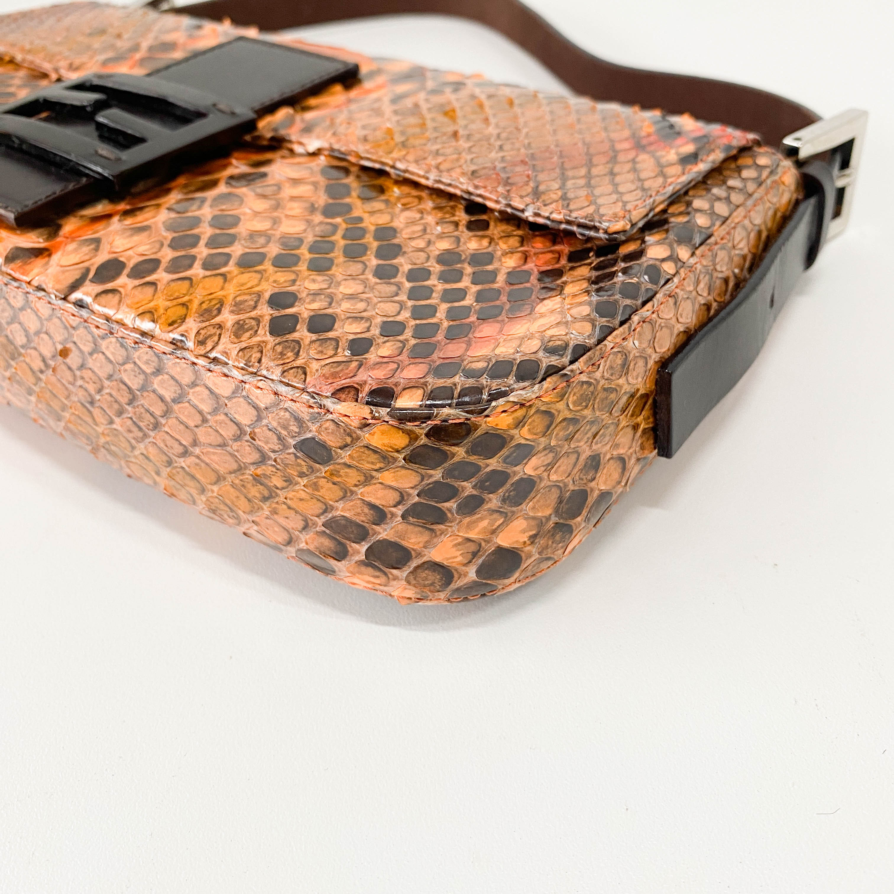 Baguette Orange Leather Shoulder Bag