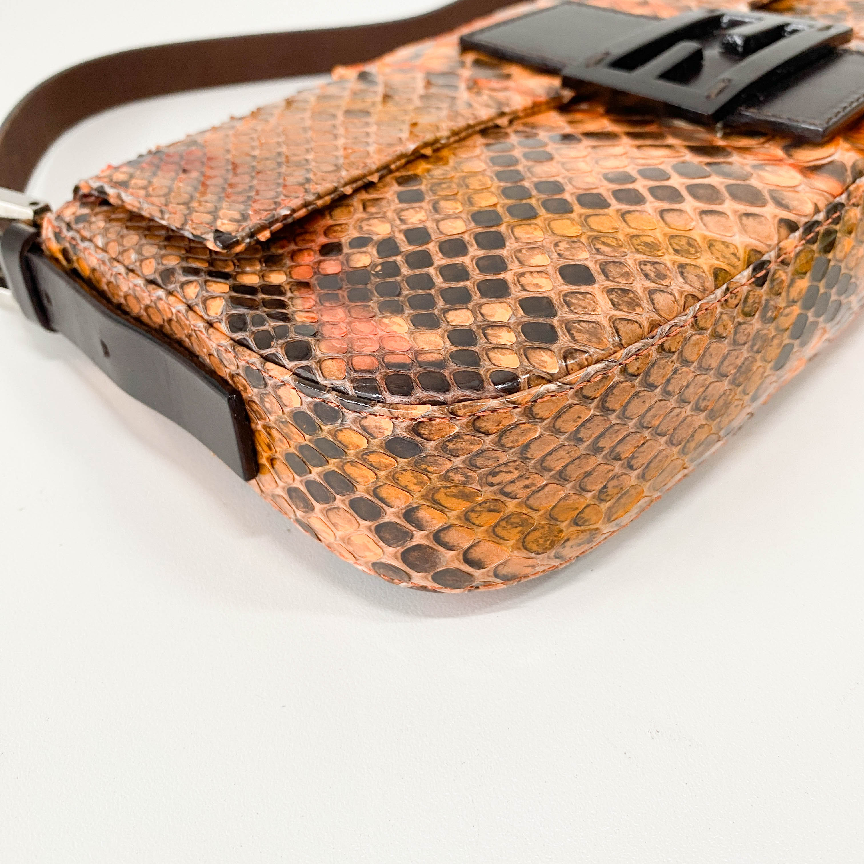 Baguette Orange Leather Shoulder Bag