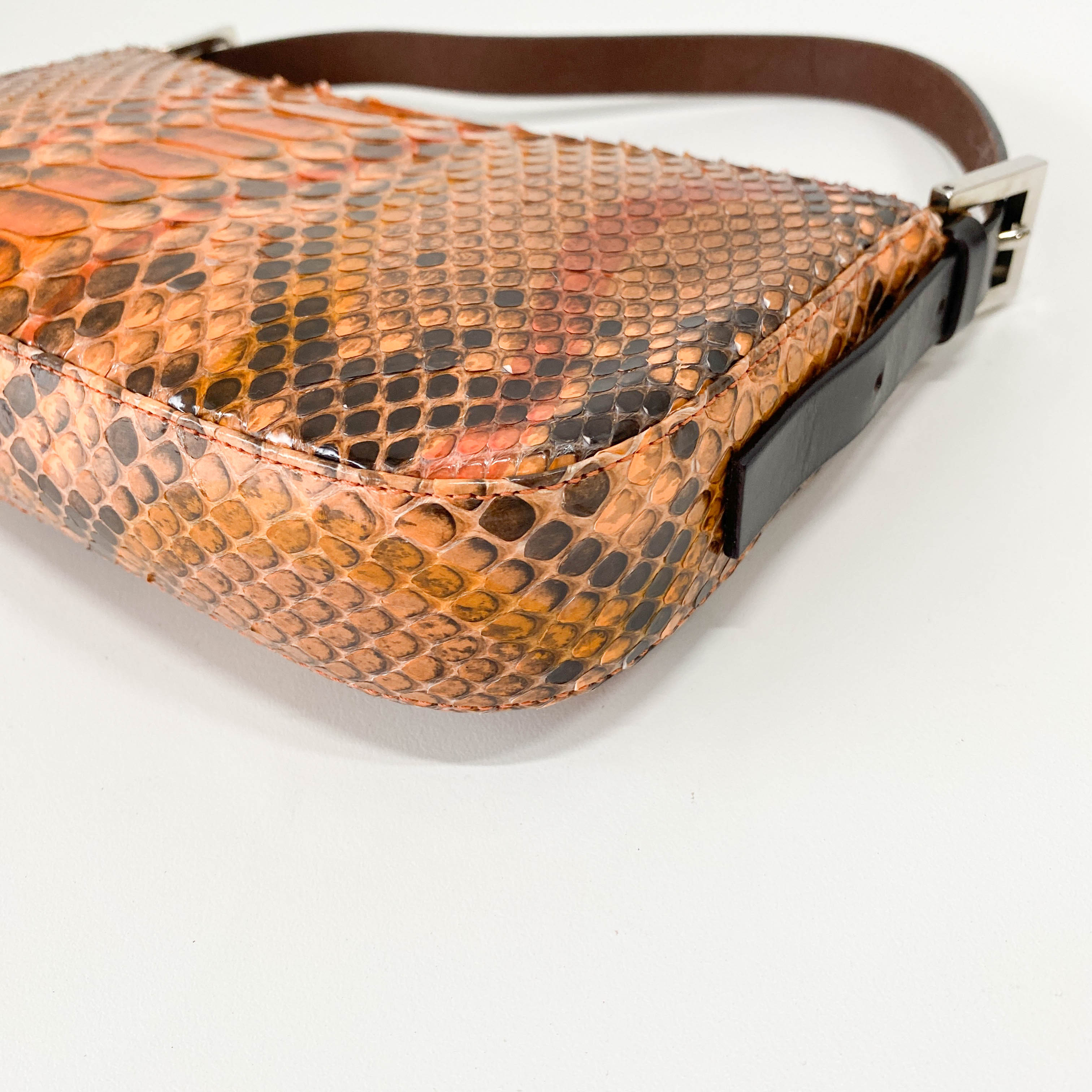 Baguette Orange Leather Shoulder Bag
