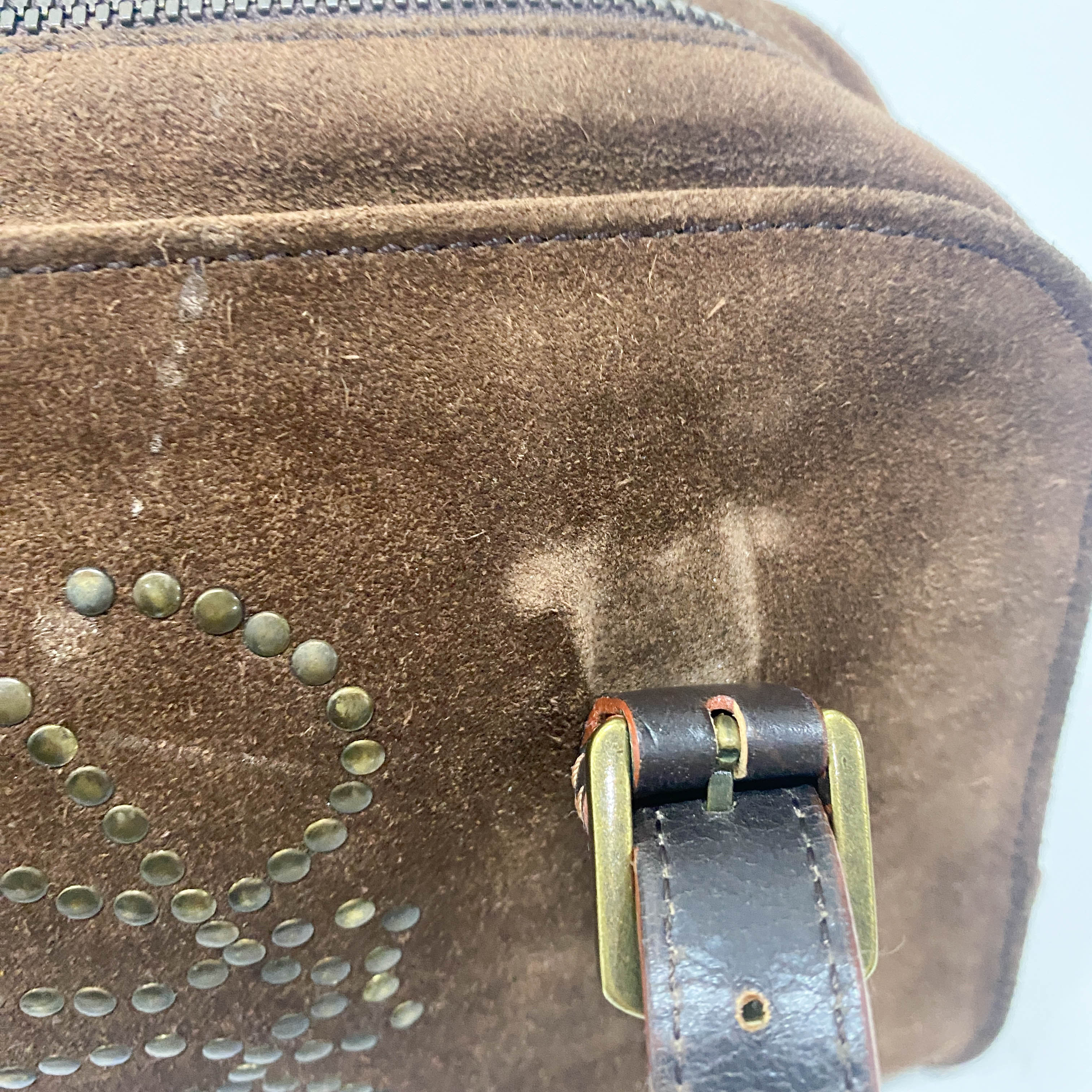 Anagram Brown Suede Shoulder Bag