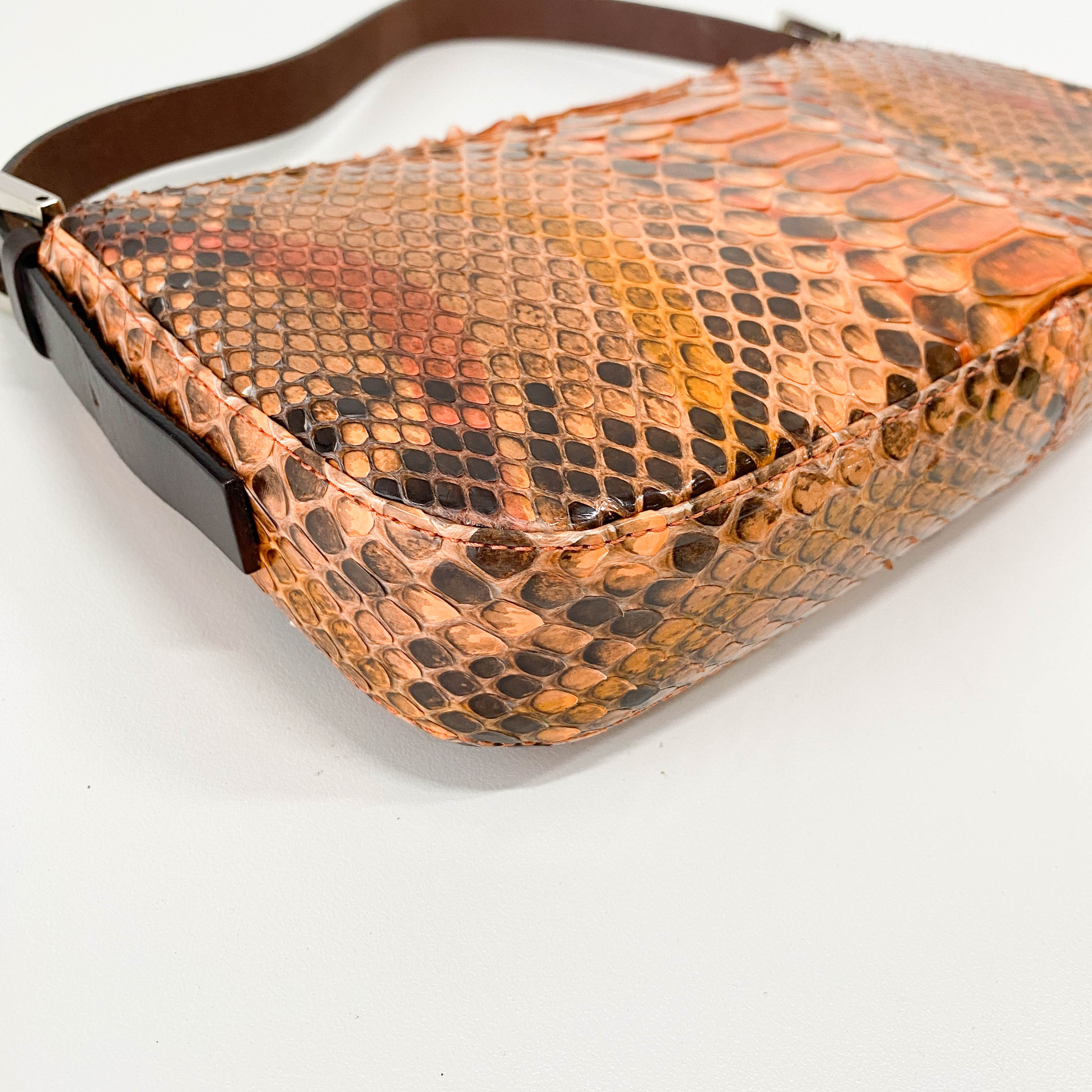 Baguette Orange Leather Shoulder Bag