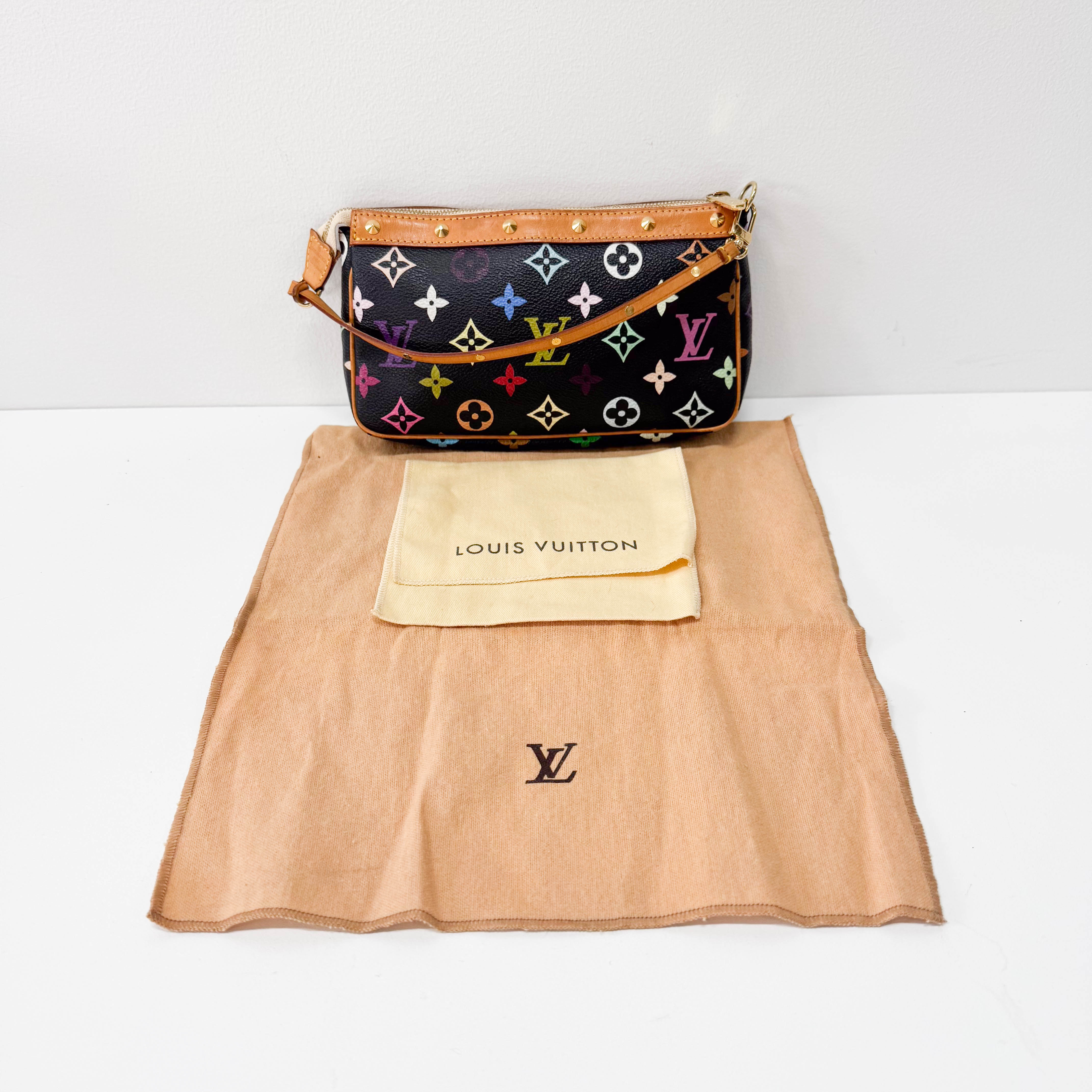 Takashi Murakami Pochette Accessoire Multi-colour Black Monogram Coated Canvas Bag