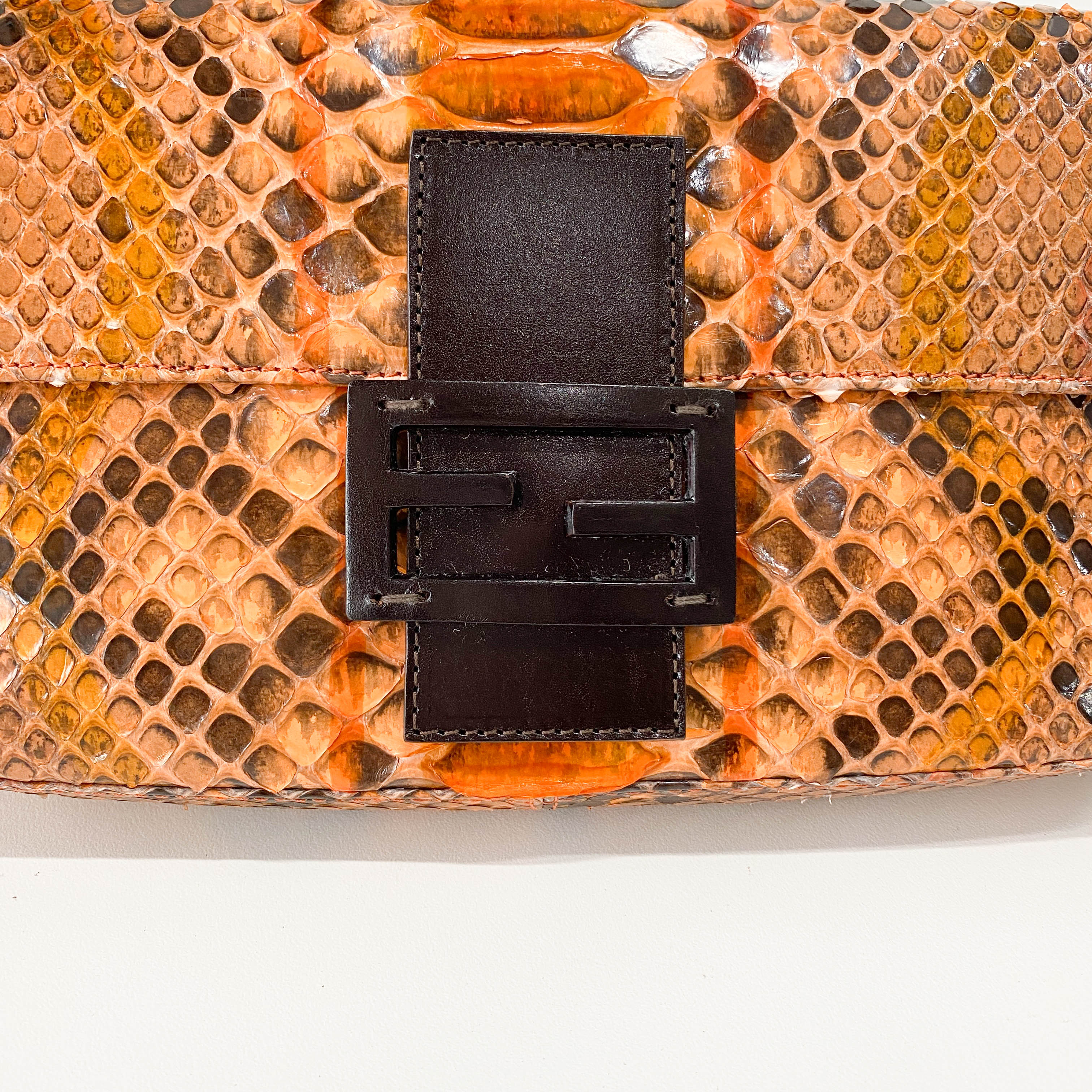 Baguette Orange Leather Shoulder Bag