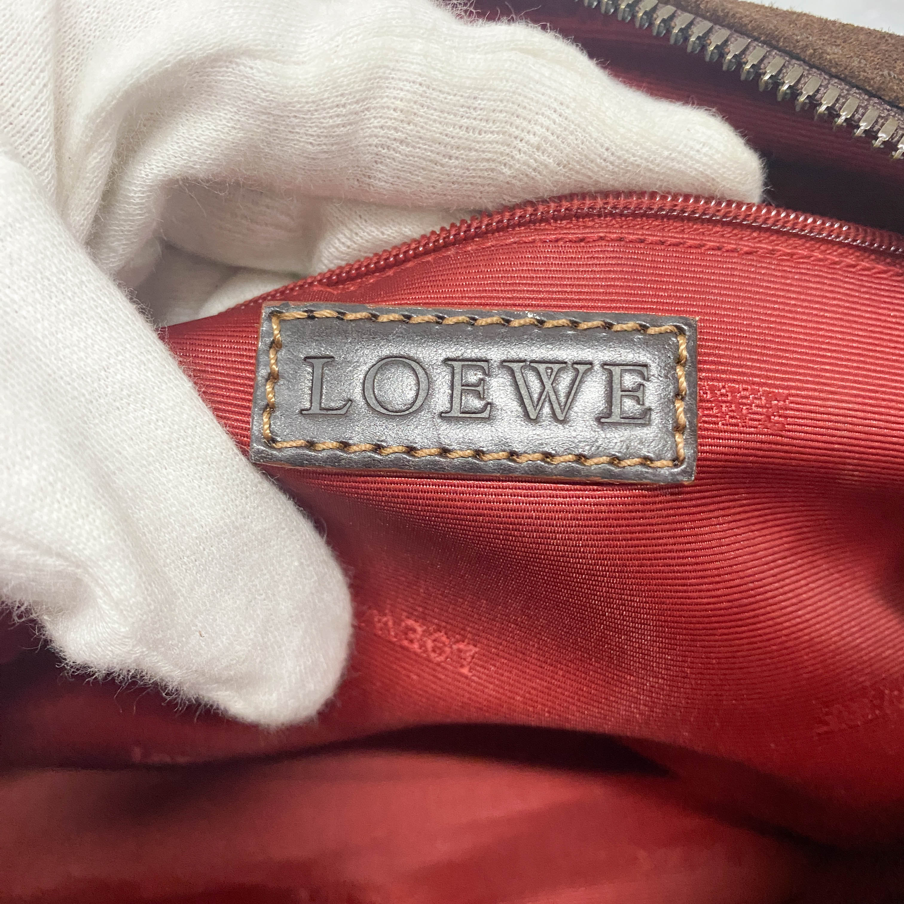 Anagram Brown Suede Shoulder Bag