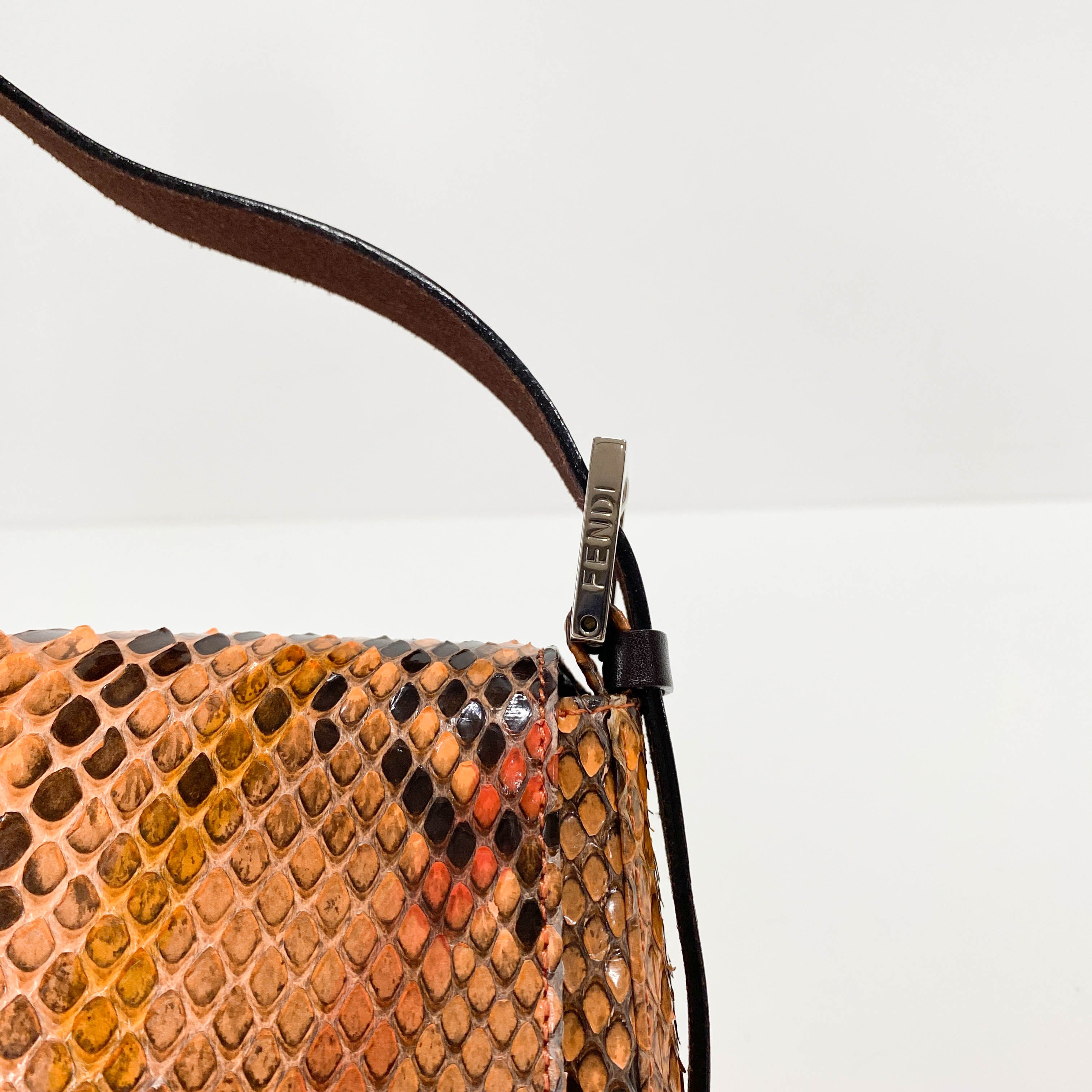 Baguette Orange Leather Shoulder Bag