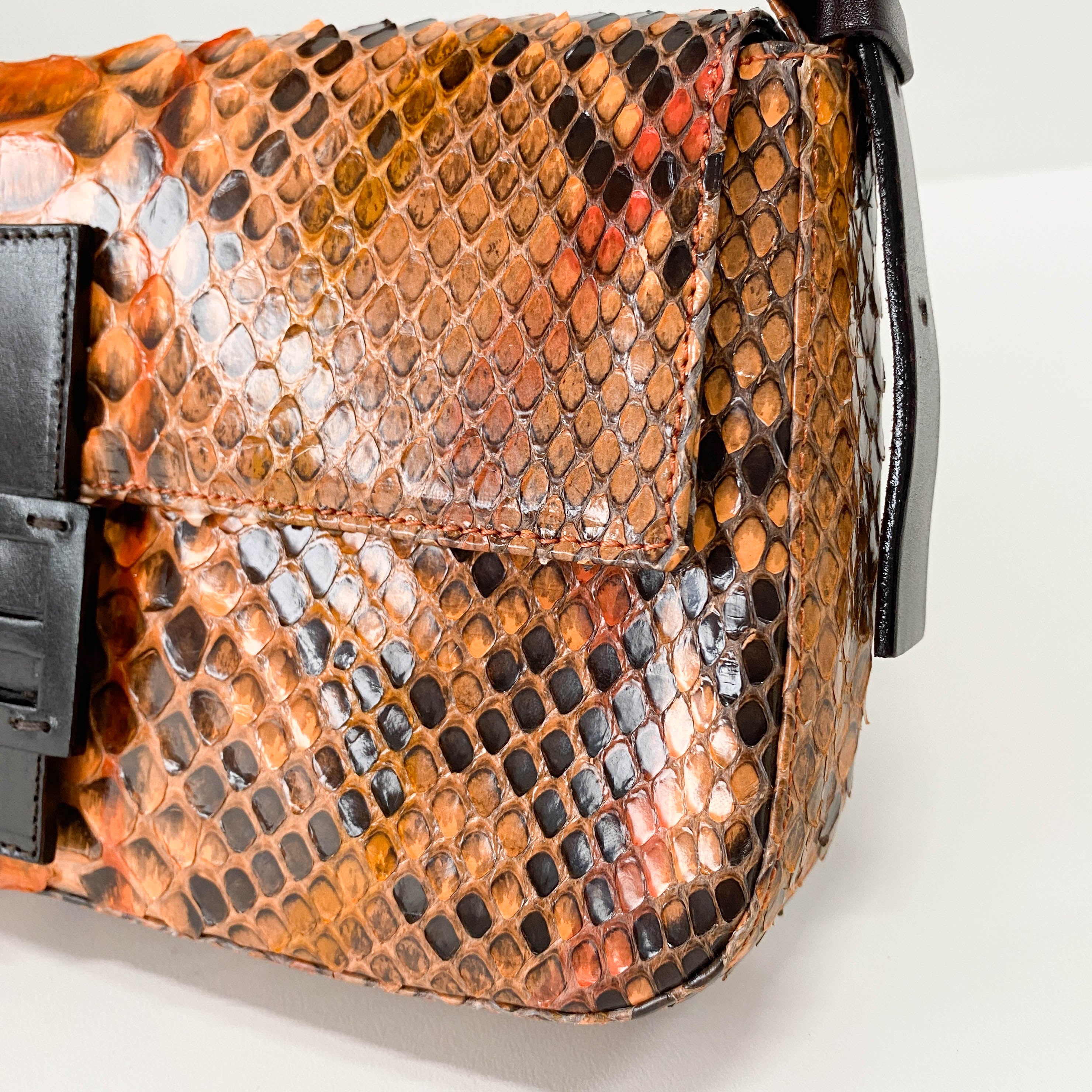 Baguette Orange Leather Shoulder Bag