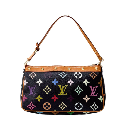 Takashi Murakami Pochette Accessoire Multi-colour Black Monogram Coated Canvas Bag