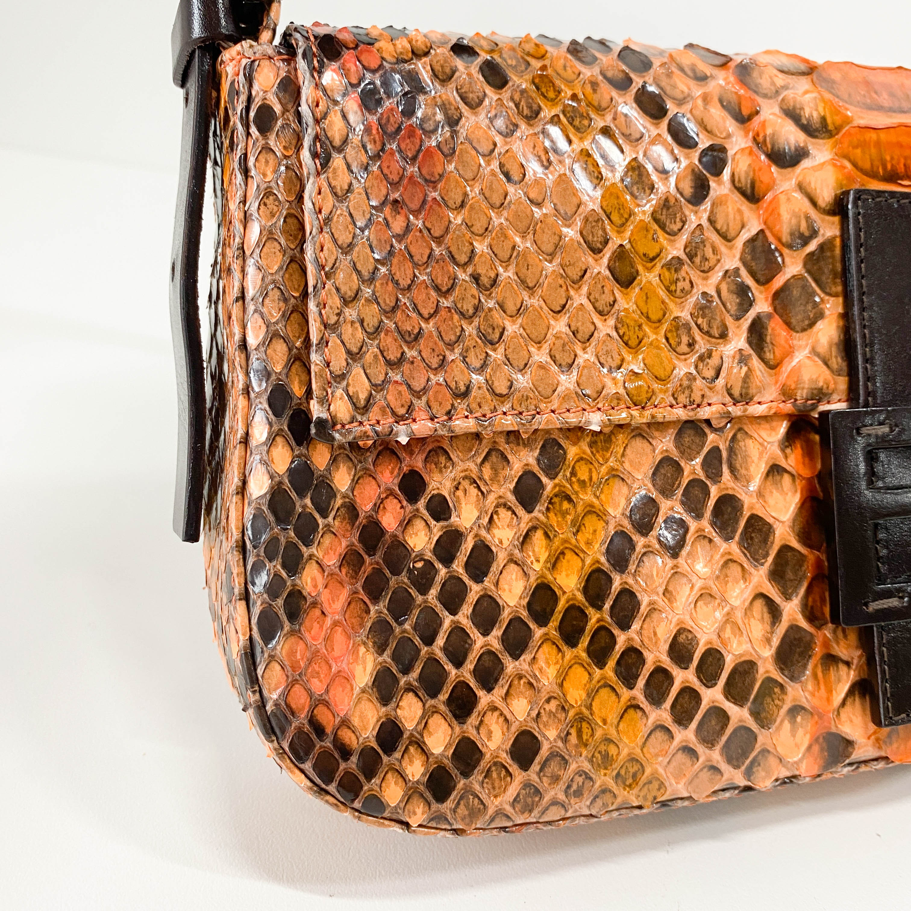 Baguette Orange Leather Shoulder Bag