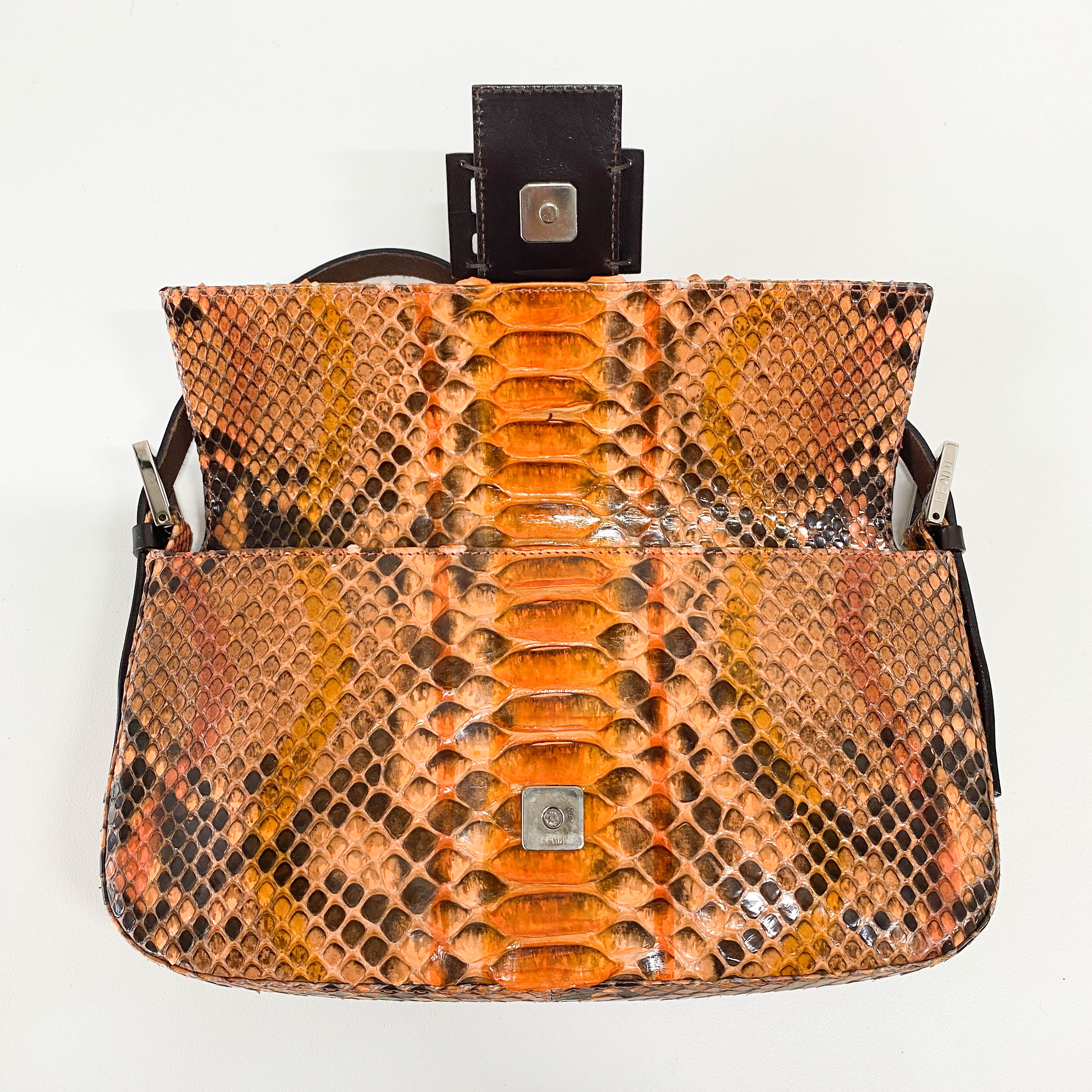 Baguette Orange Leather Shoulder Bag