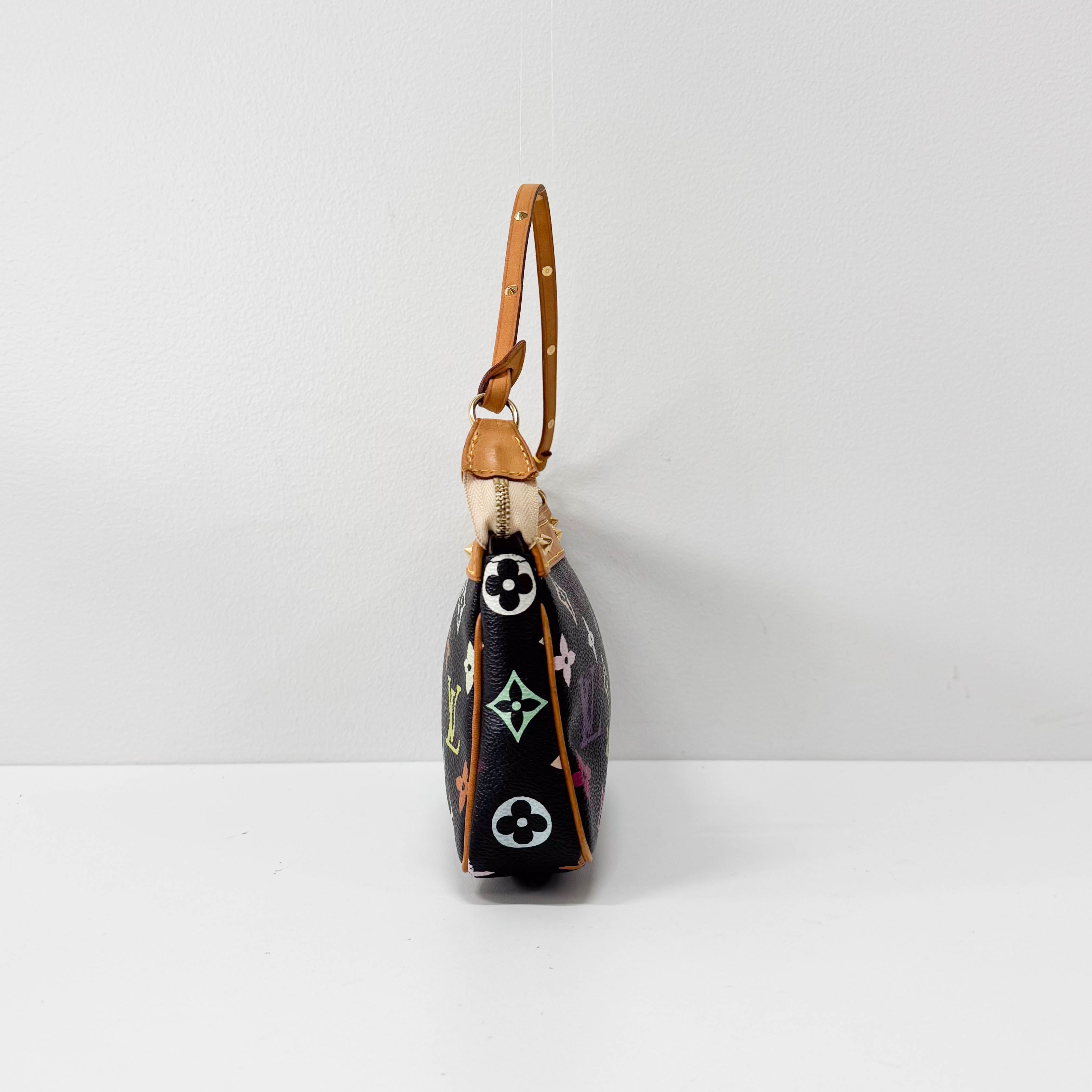 Takashi Murakami Pochette Accessoire Multi-colour Black Monogram Coated Canvas Bag