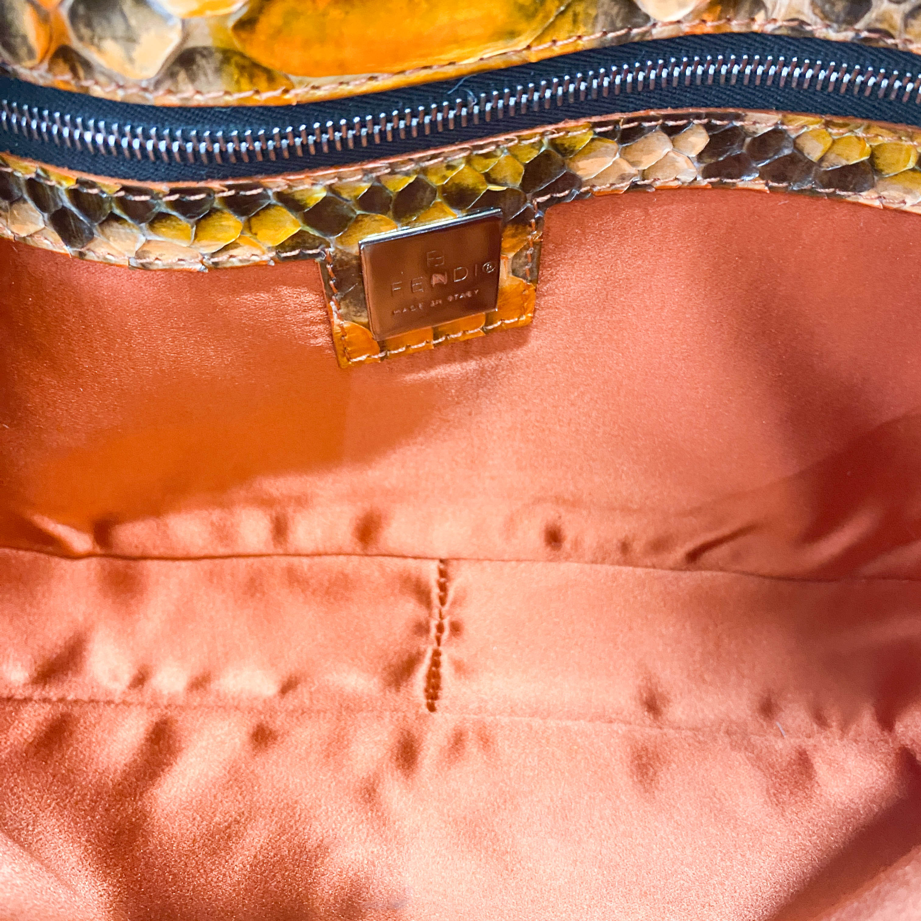 Baguette Orange Leather Shoulder Bag