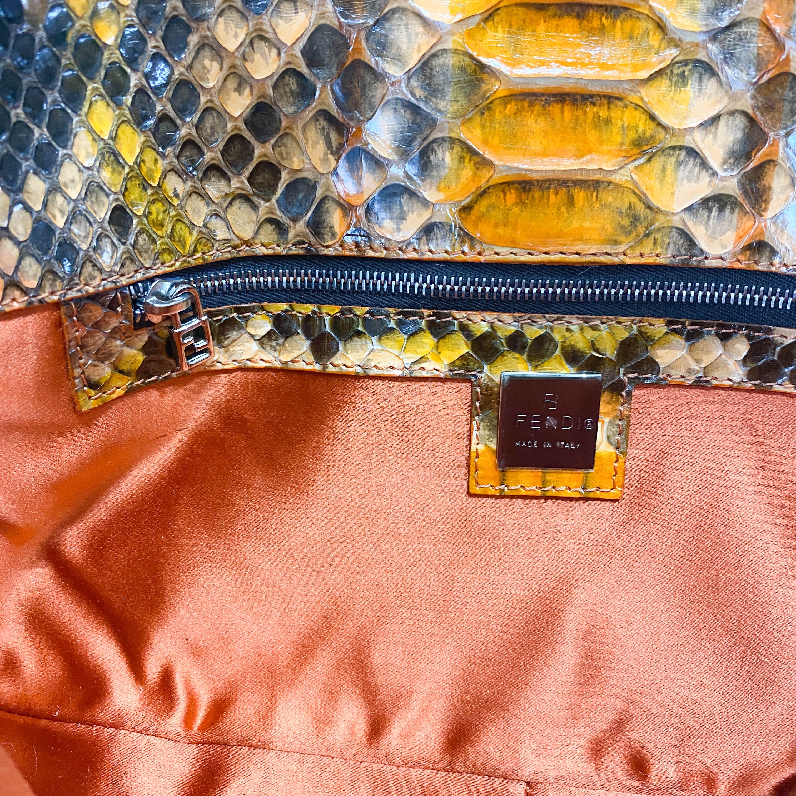Baguette Orange Leather Shoulder Bag