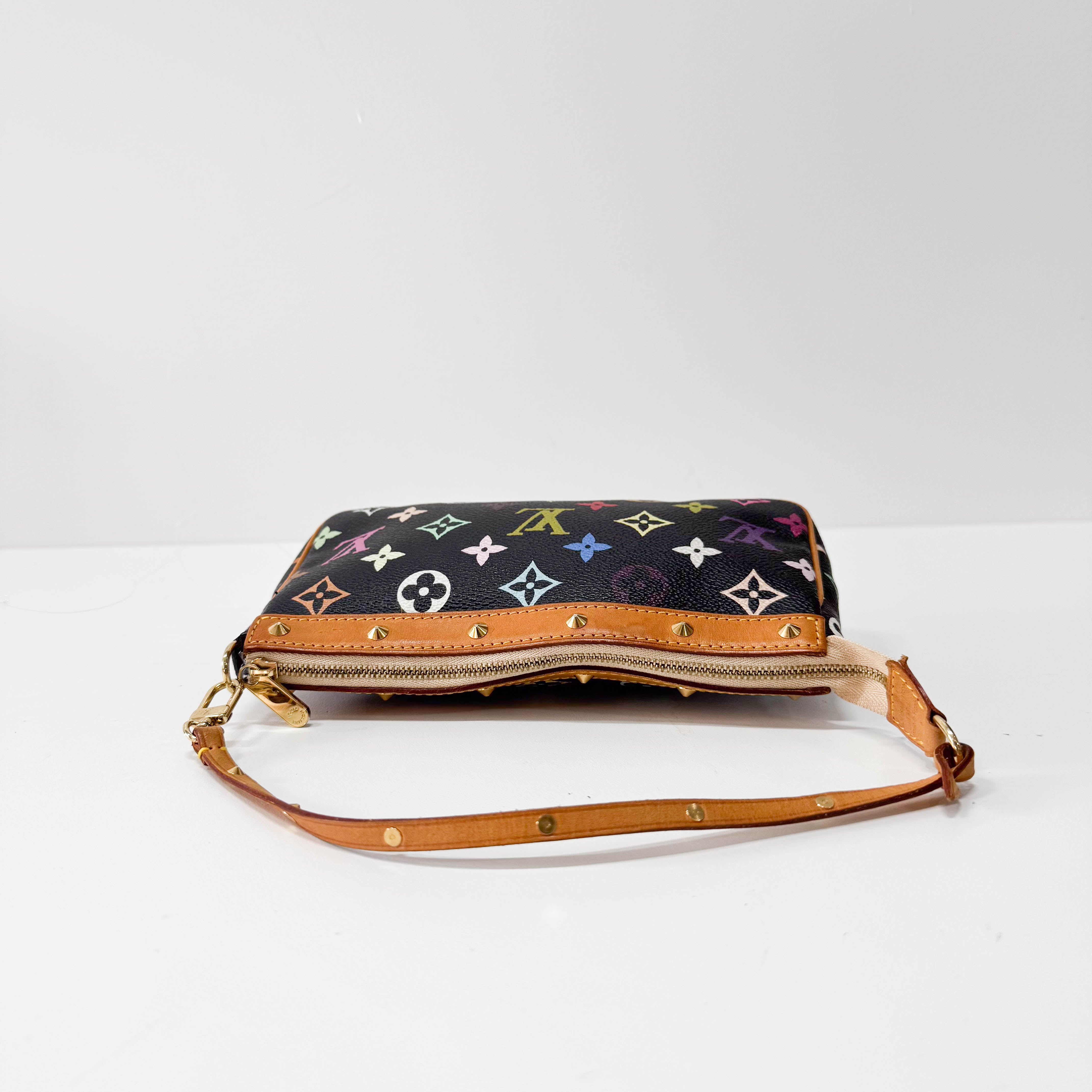 Takashi Murakami Pochette Accessoire Multi-colour Black Monogram Coated Canvas Bag