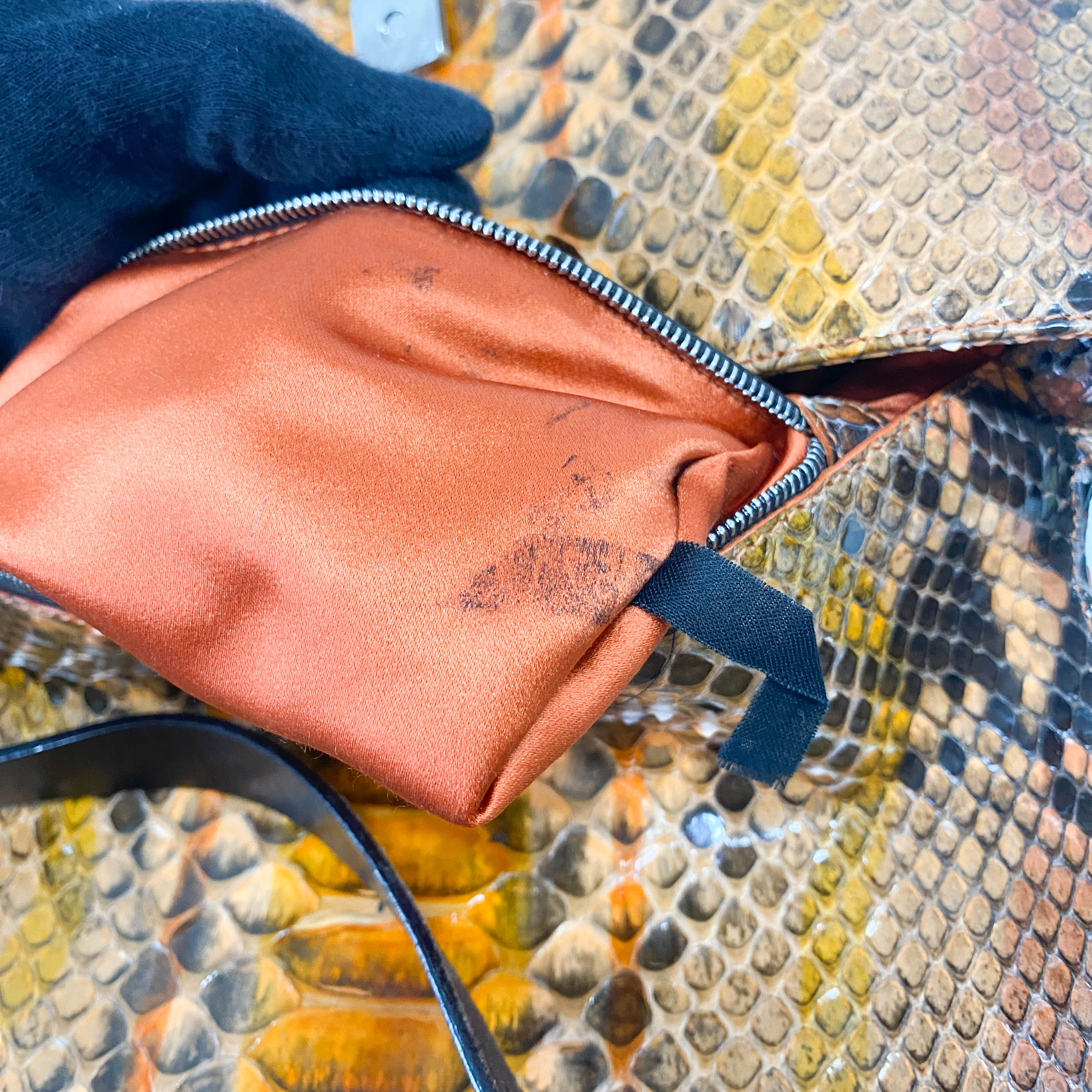 Baguette Orange Leather Shoulder Bag