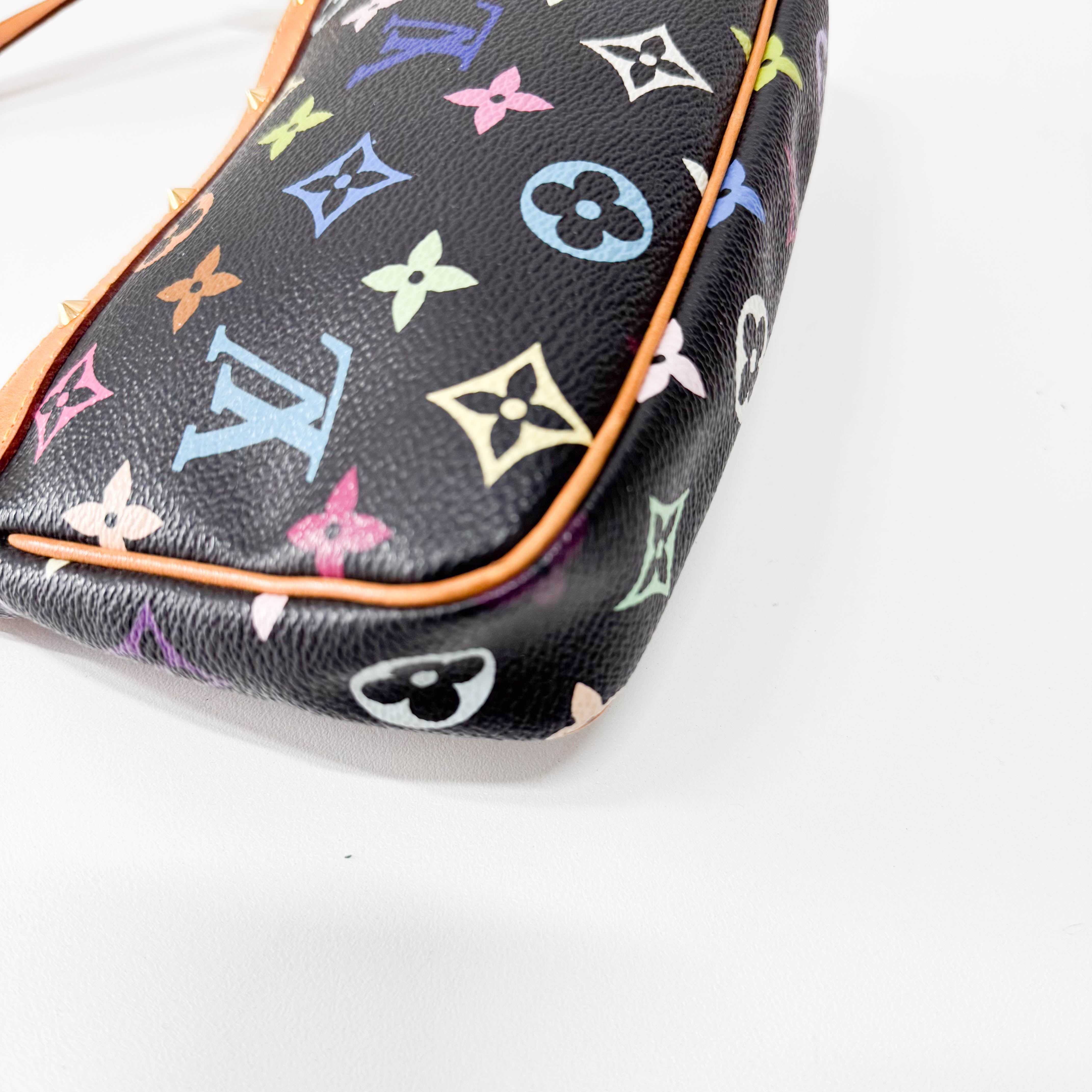 Takashi Murakami Pochette Accessoire Multi-colour Black Monogram Coated Canvas Bag
