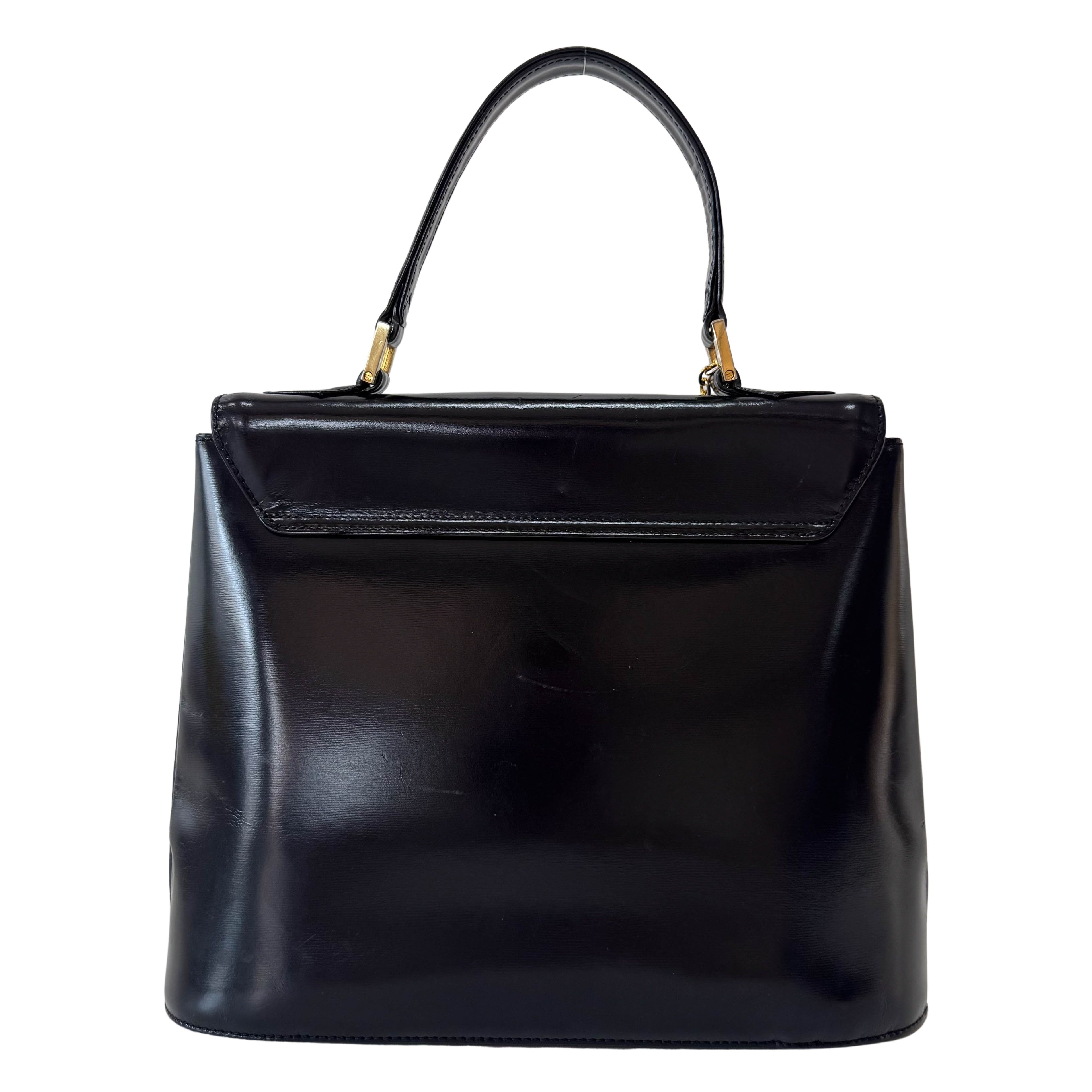 YSL Black Leather Top Handle Bag
