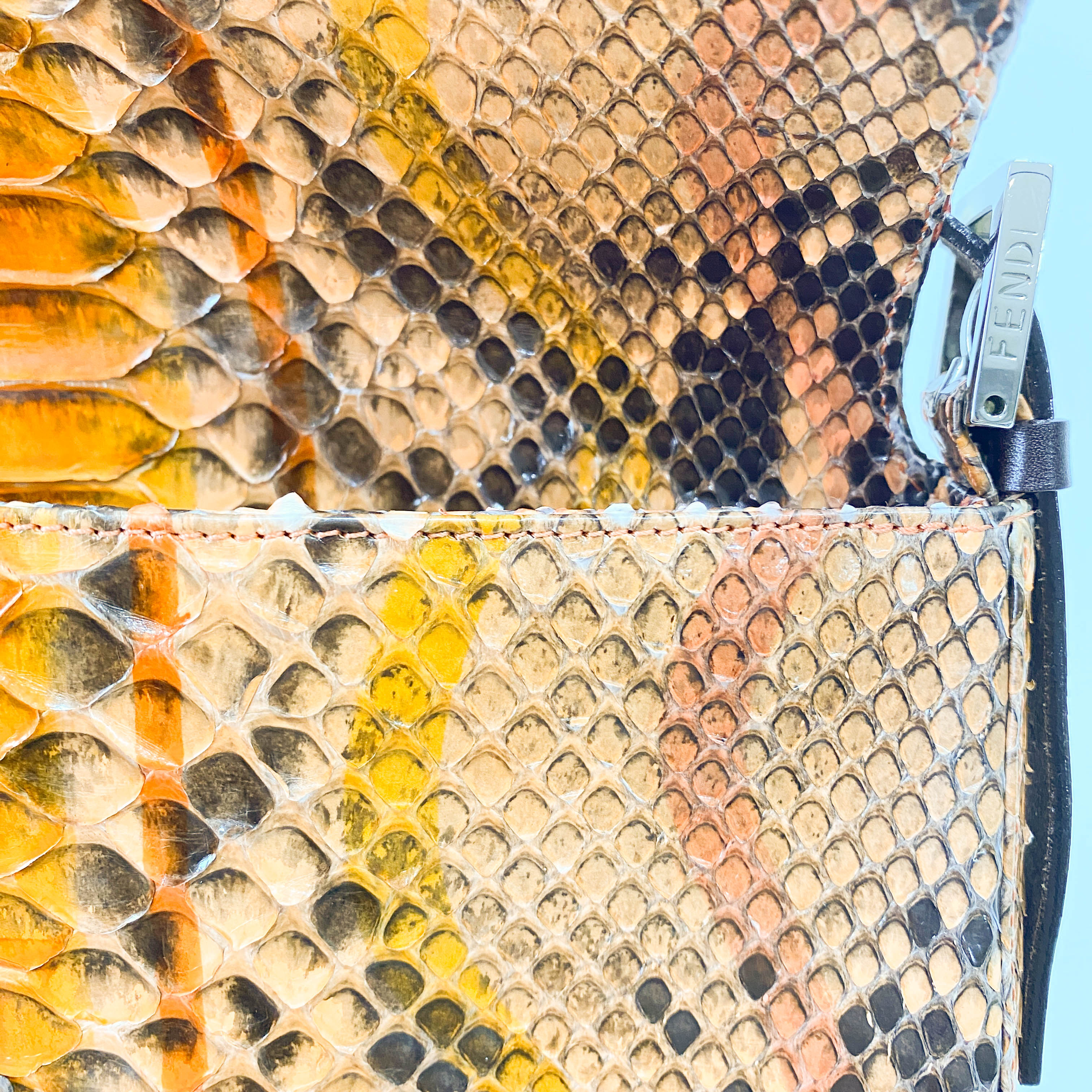 Baguette Orange Leather Shoulder Bag