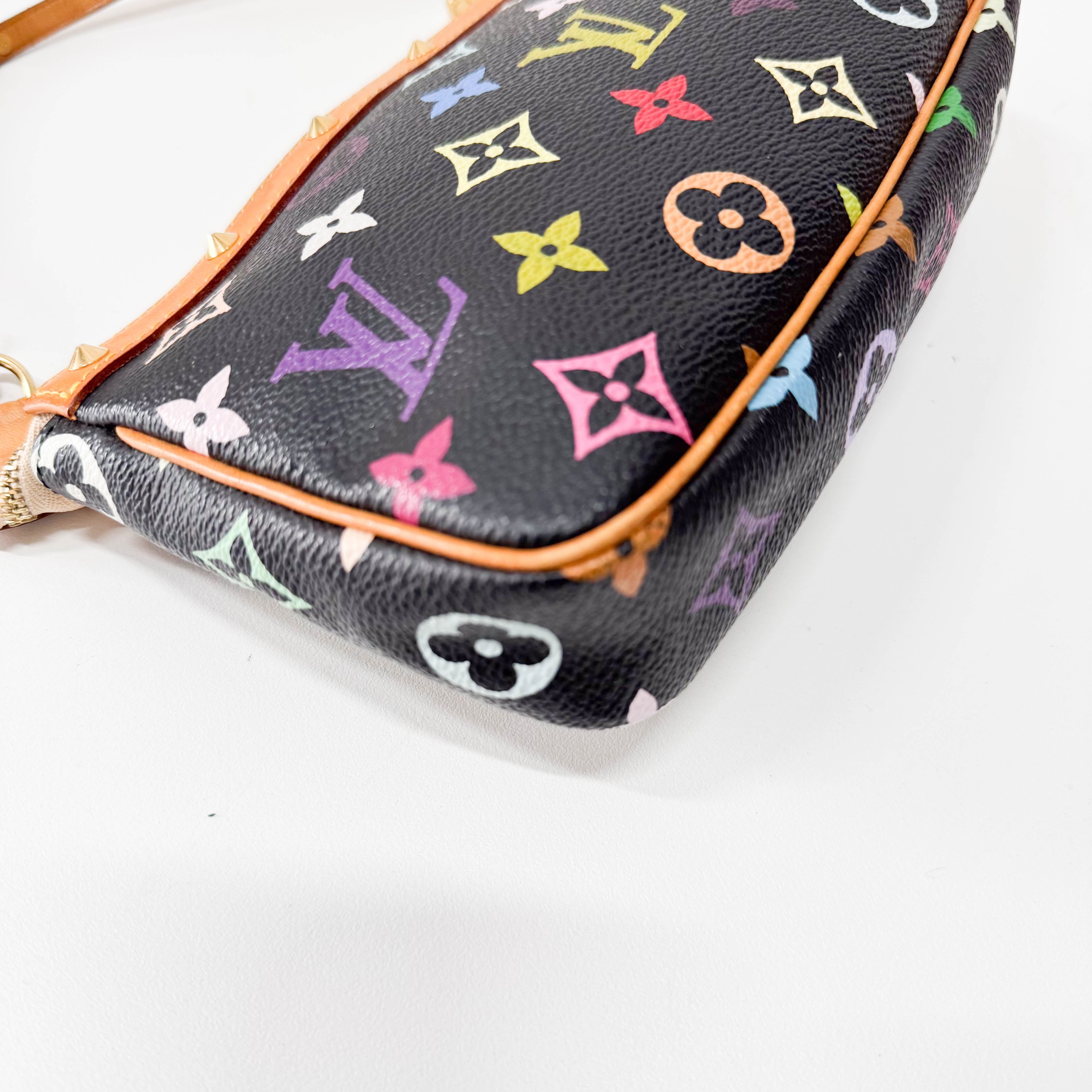 Takashi Murakami Pochette Accessoire Multi-colour Black Monogram Coated Canvas Bag