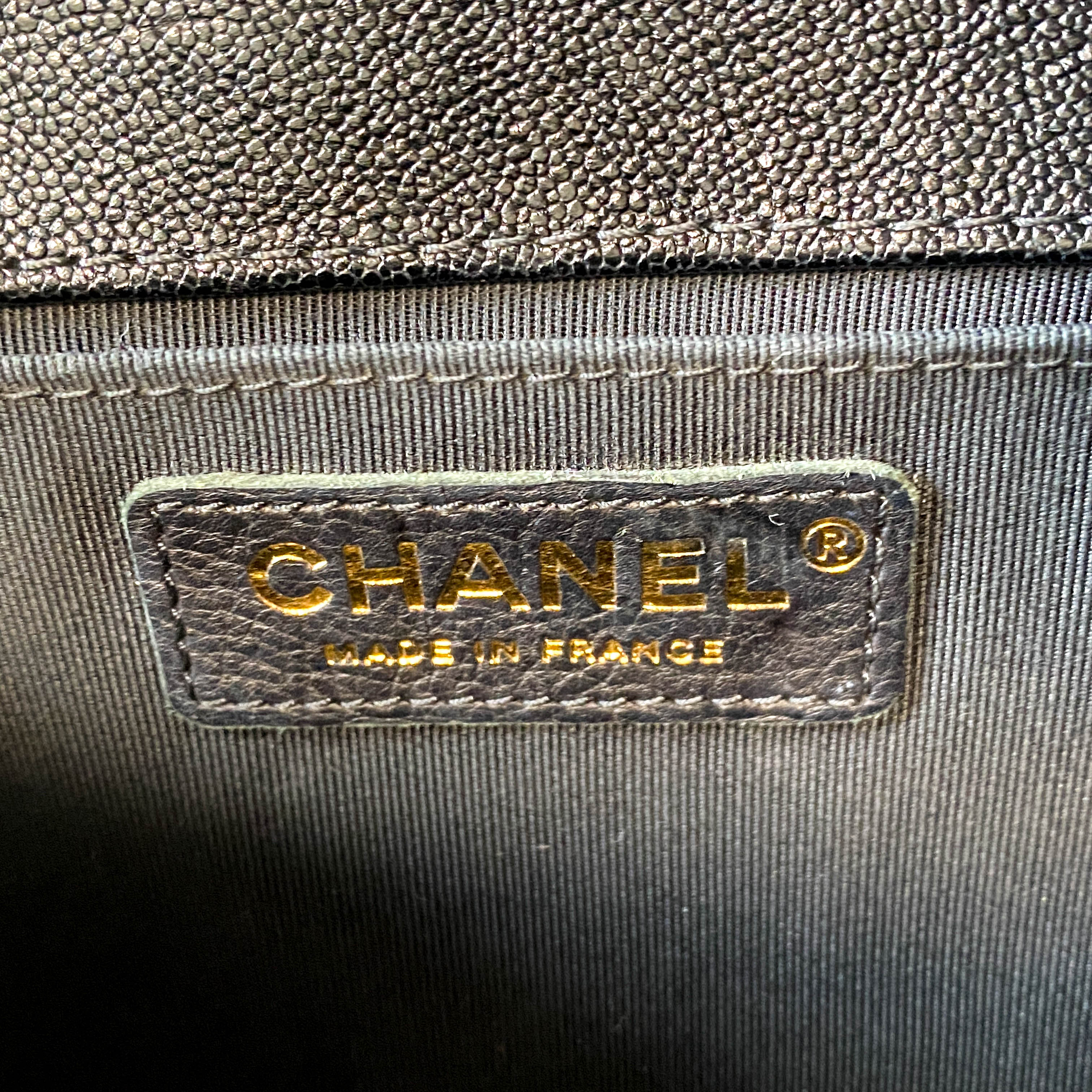 Boy V Stitched Chevron Black Leather Gold Chain Shoulder Bag