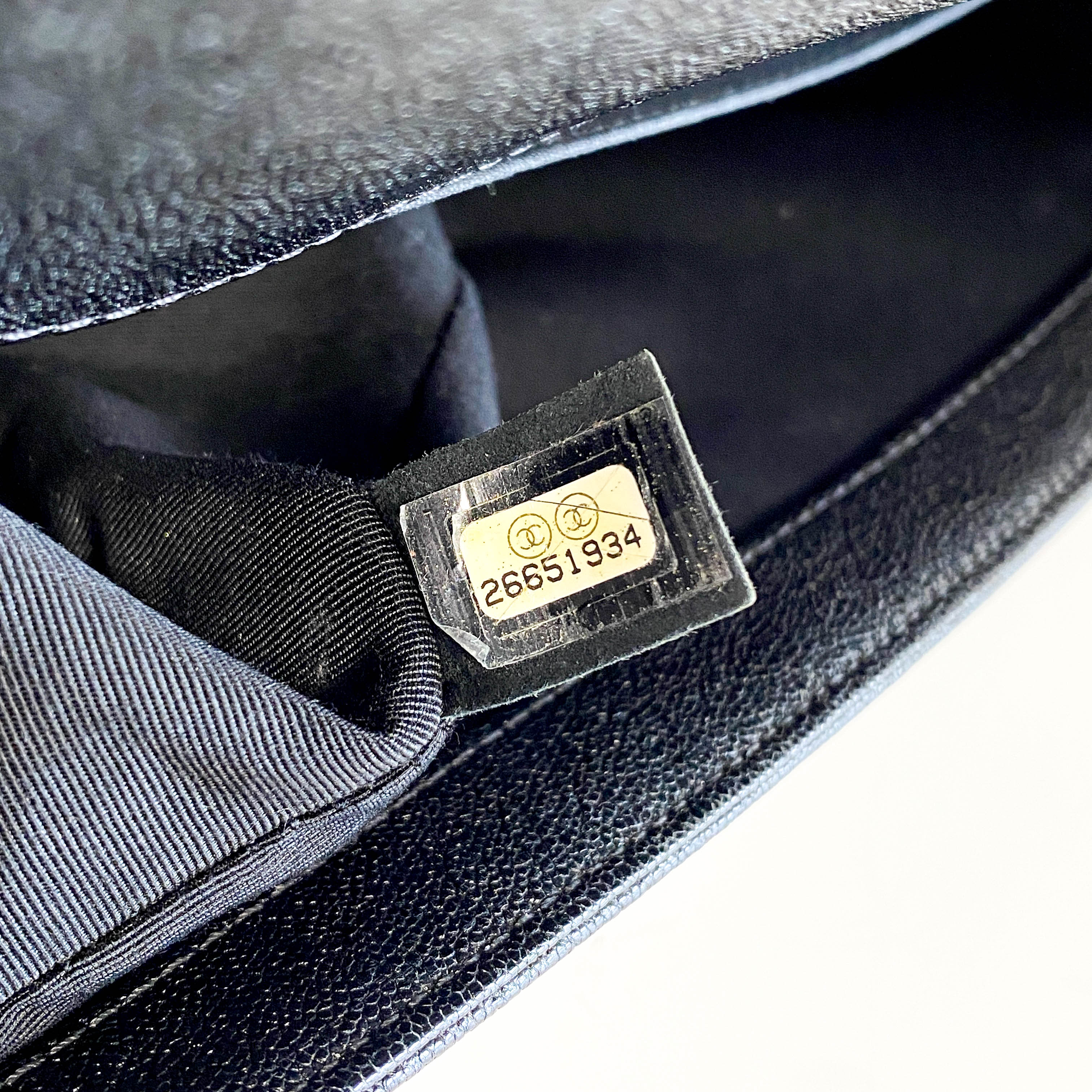 Boy V Stitched Chevron Black Leather Gold Chain Shoulder Bag