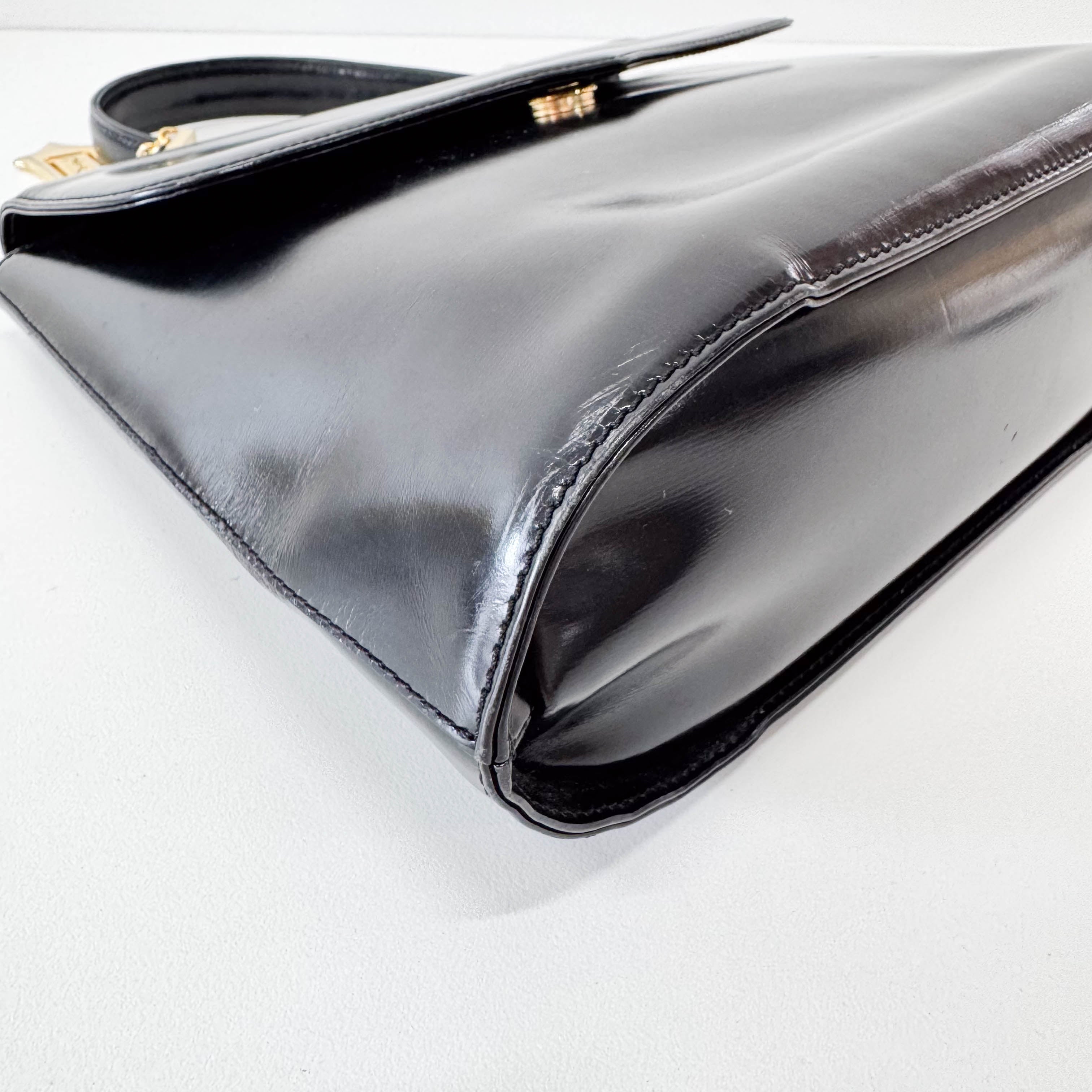 YSL Black Leather Top Handle Bag