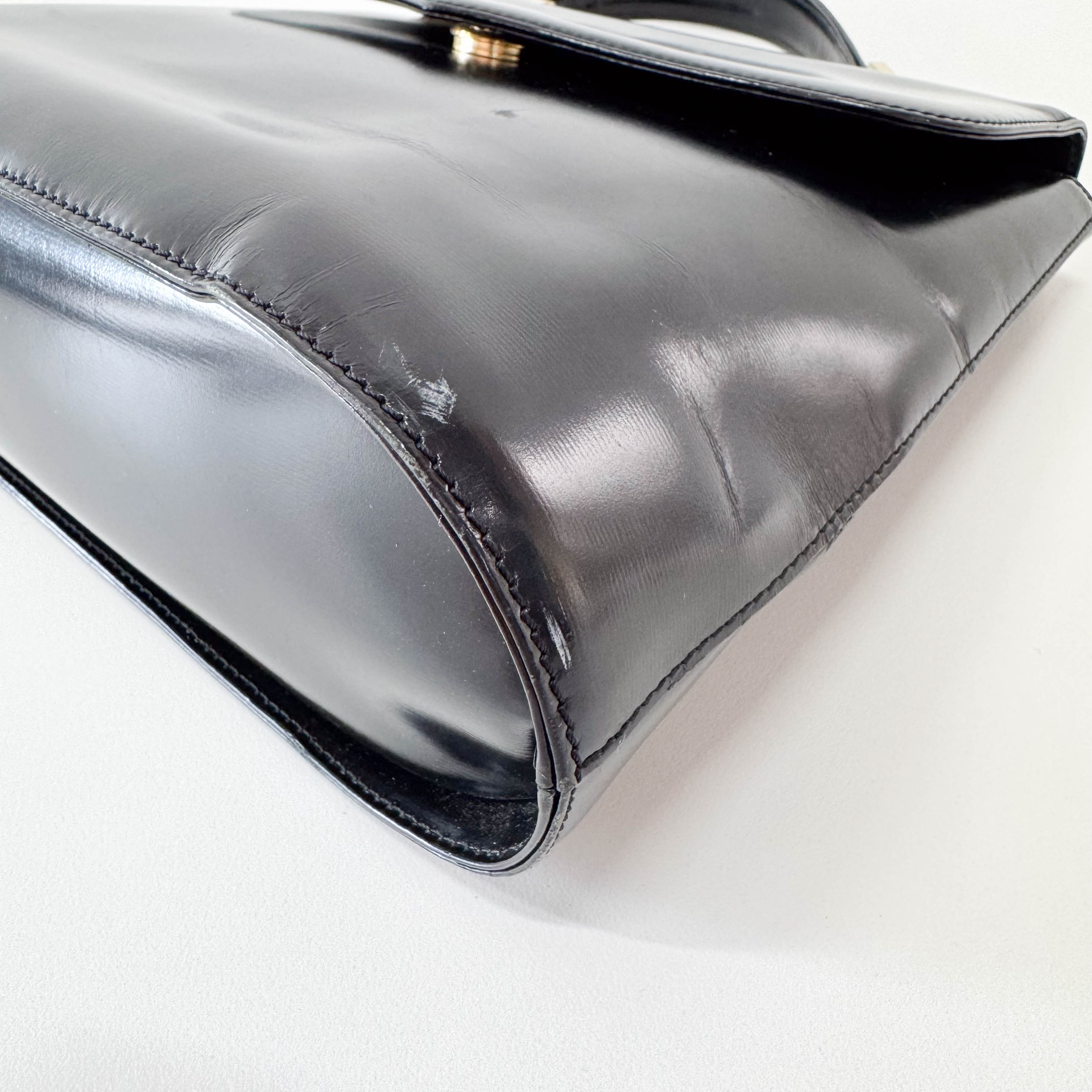 YSL Black Leather Top Handle Bag