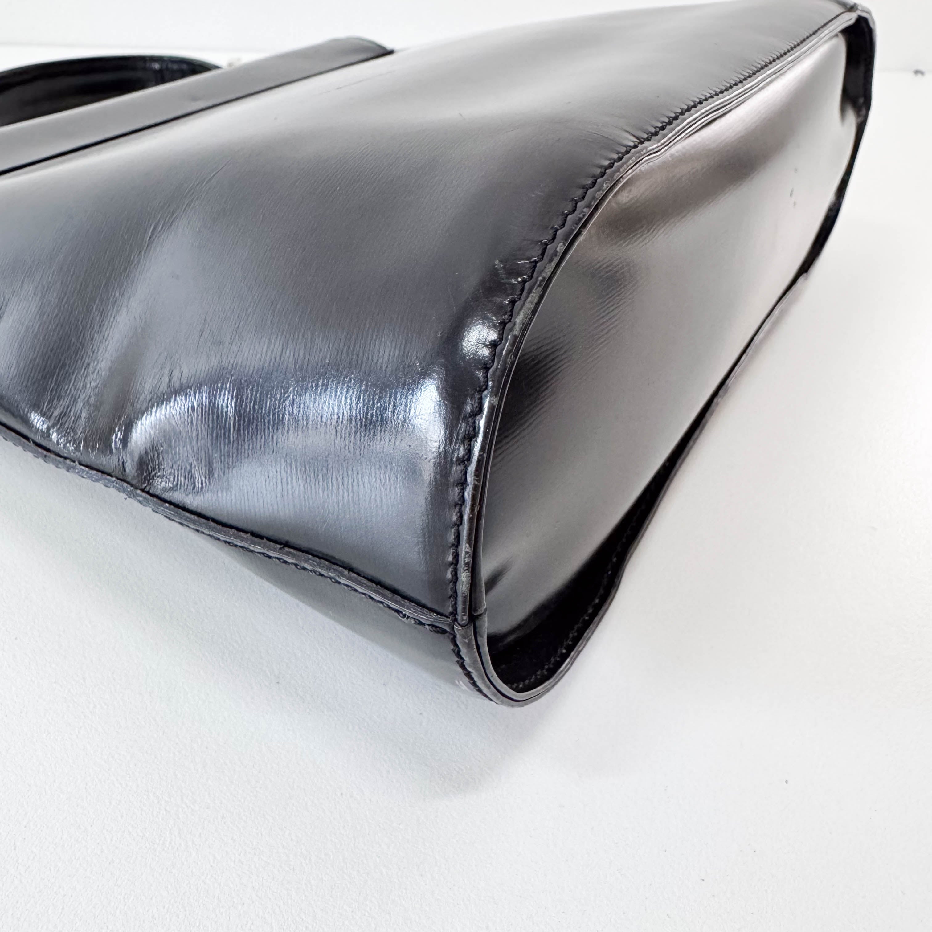 YSL Black Leather Top Handle Bag