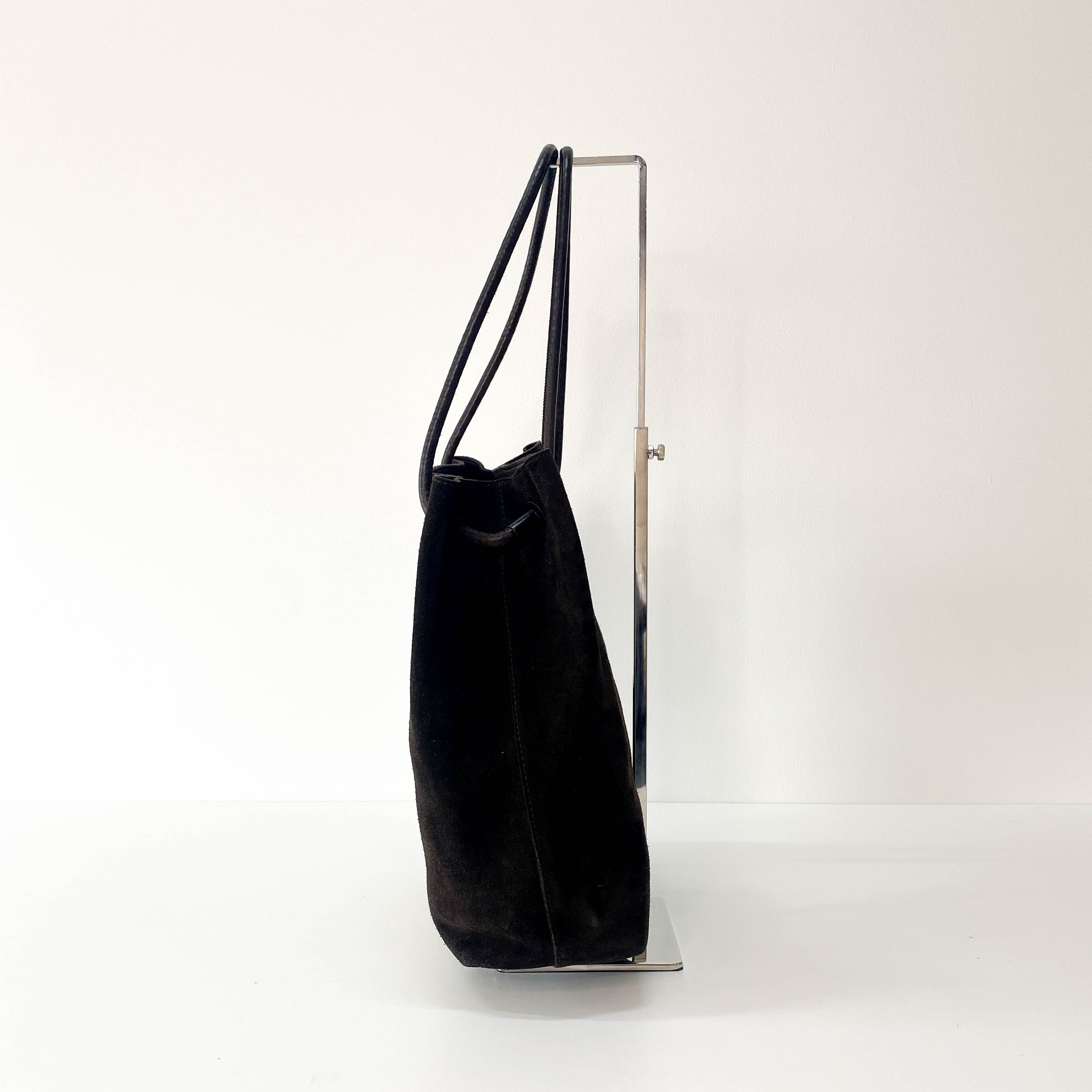 Dark Brown Suede Hobo Shoulder Bag