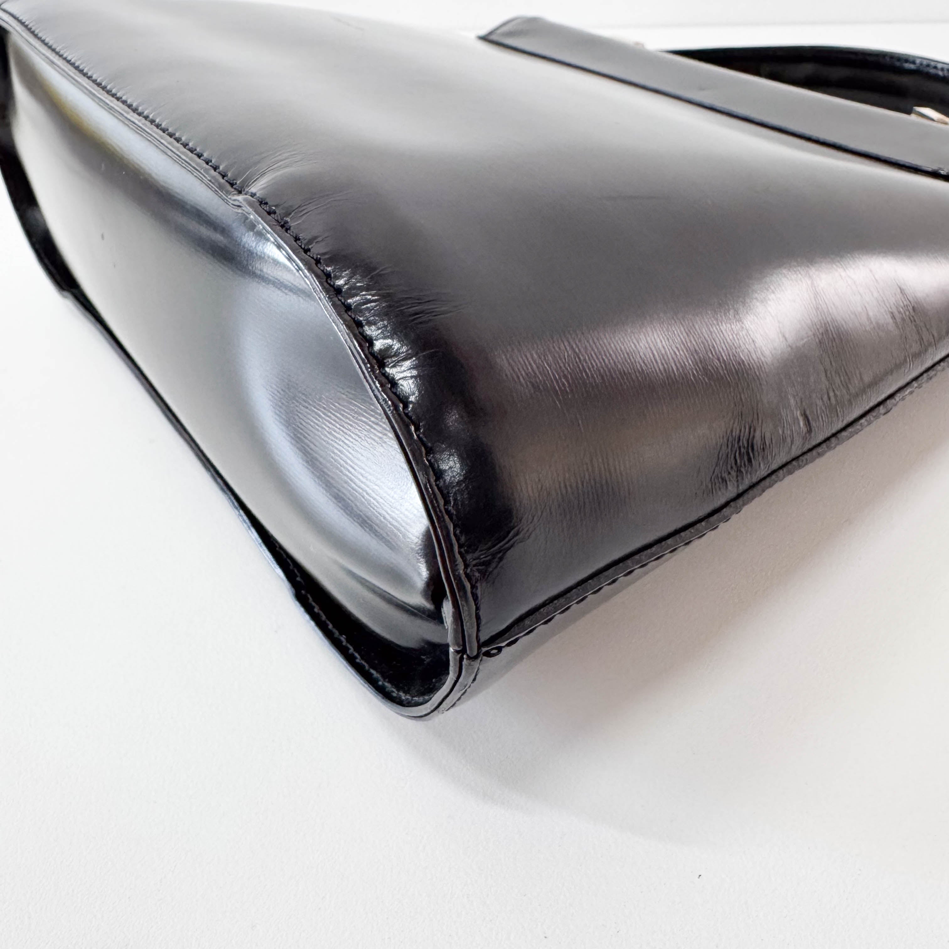 YSL Black Leather Top Handle Bag