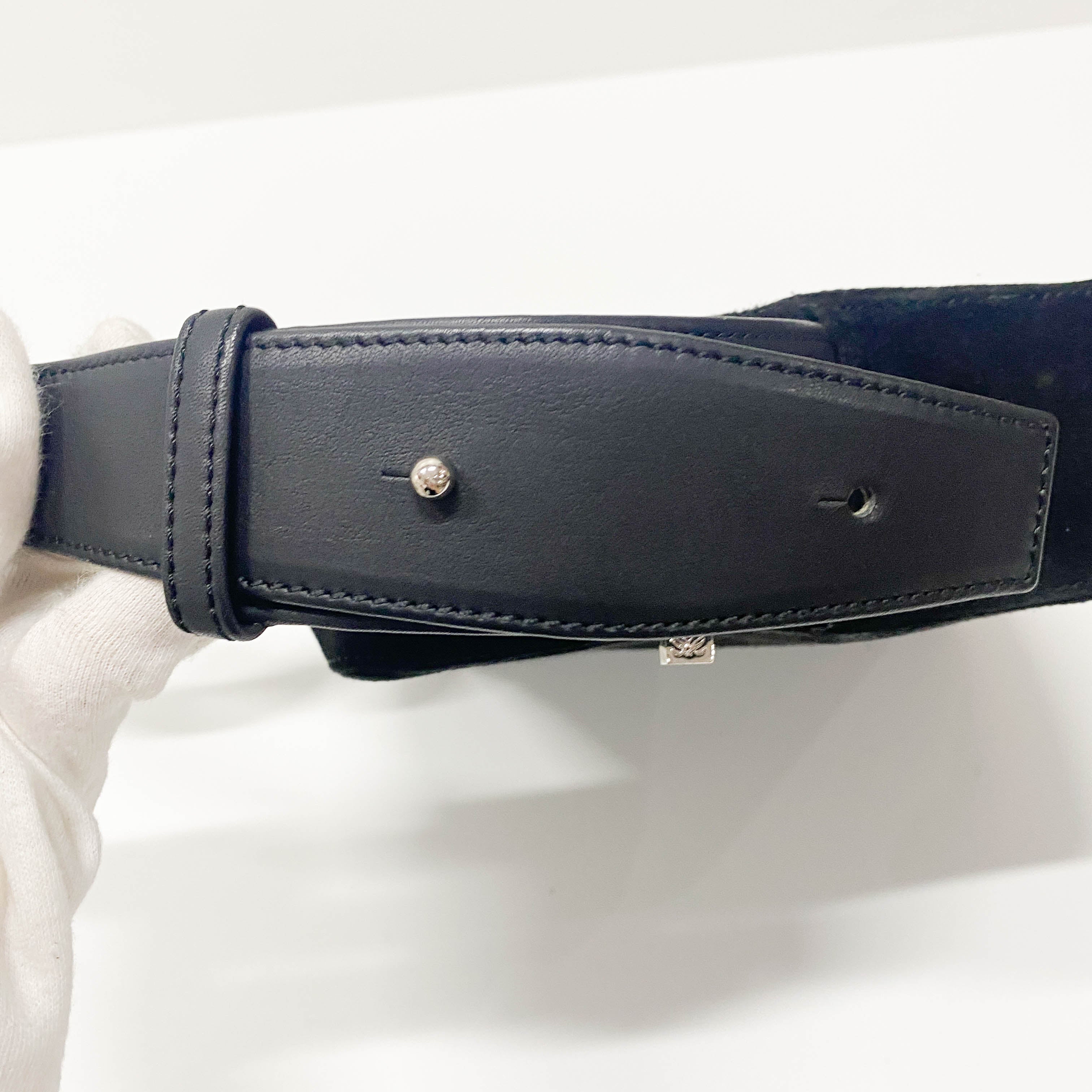 Anagram Black Suede Shoulder Bag