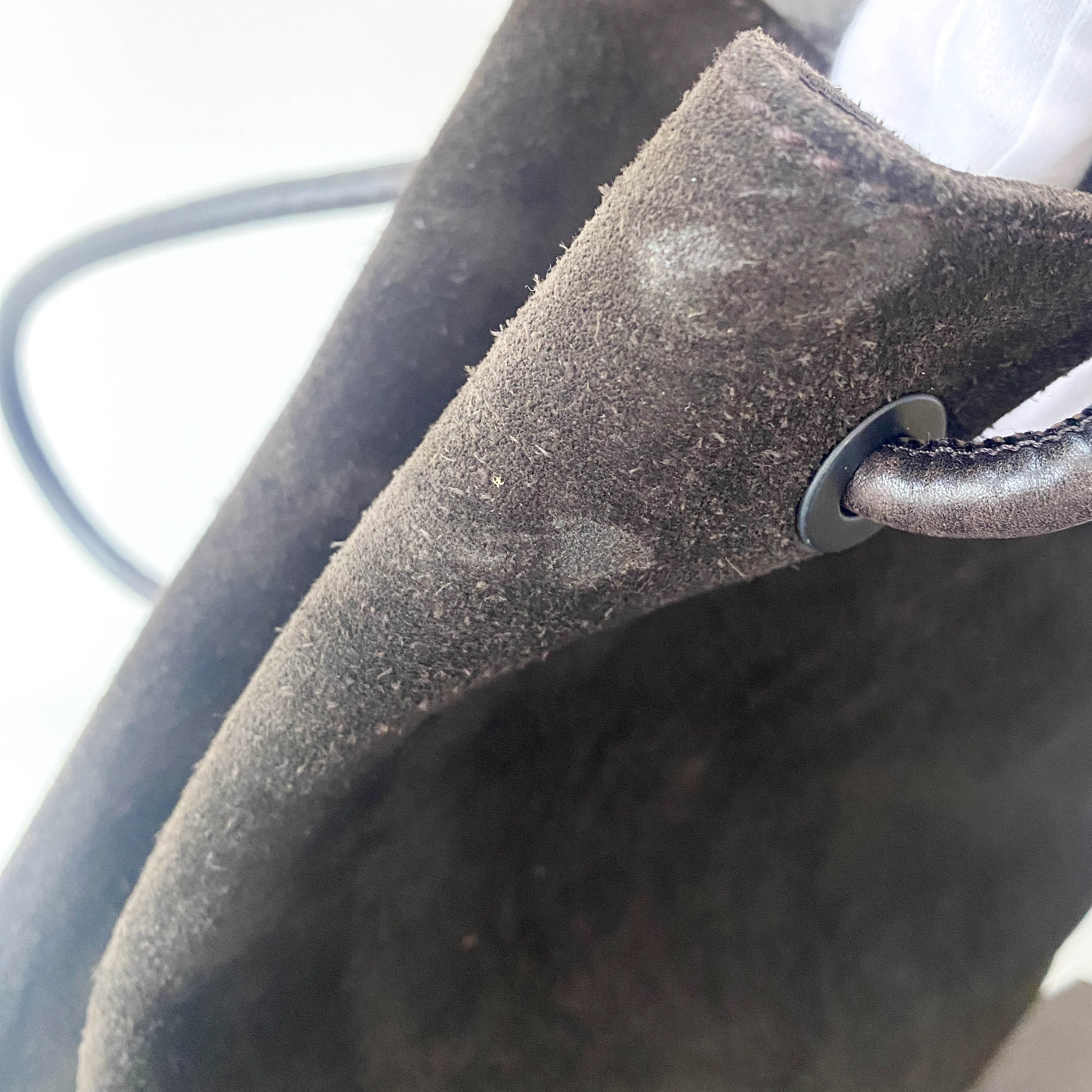 Dark Brown Suede Hobo Shoulder Bag