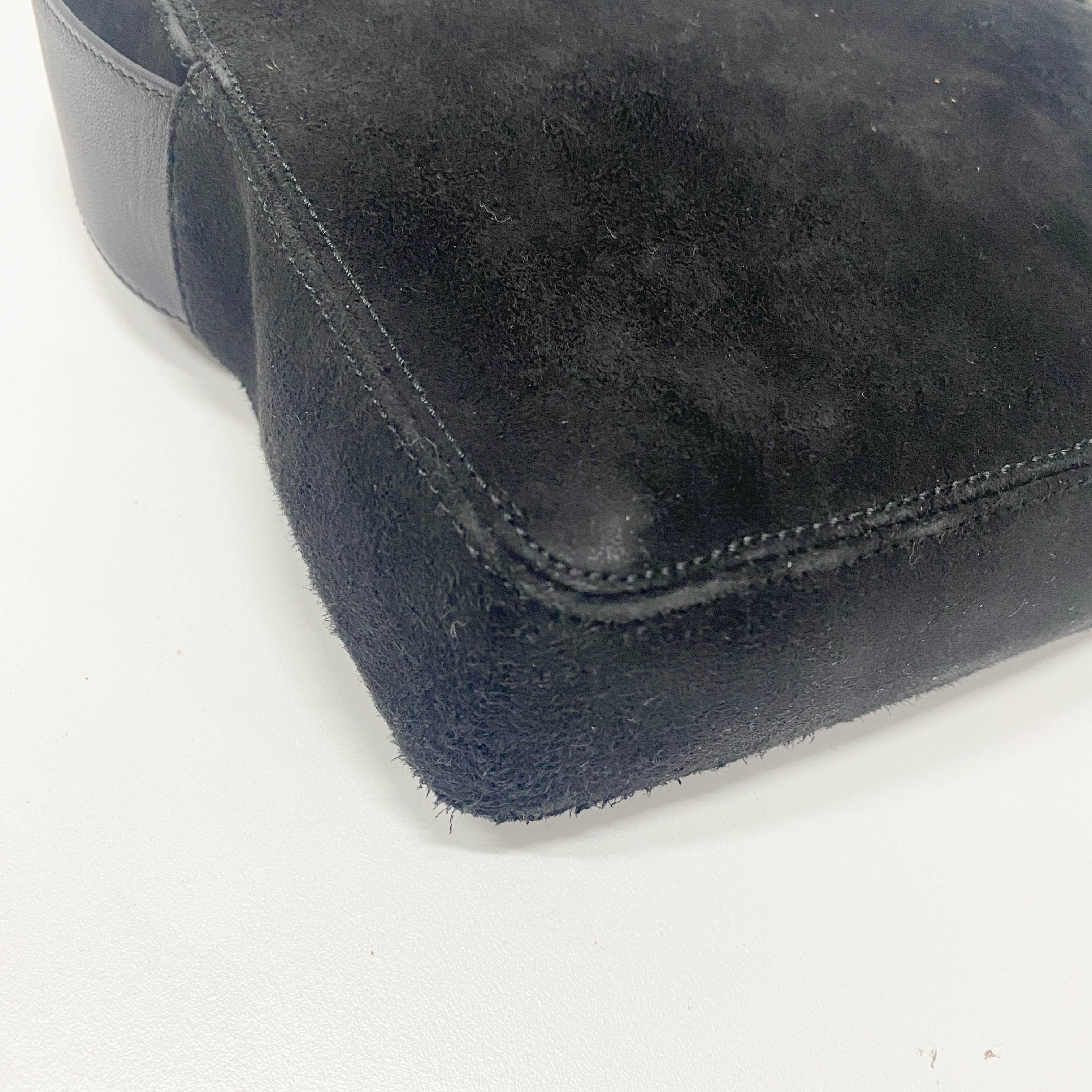 Anagram Black Suede Shoulder Bag