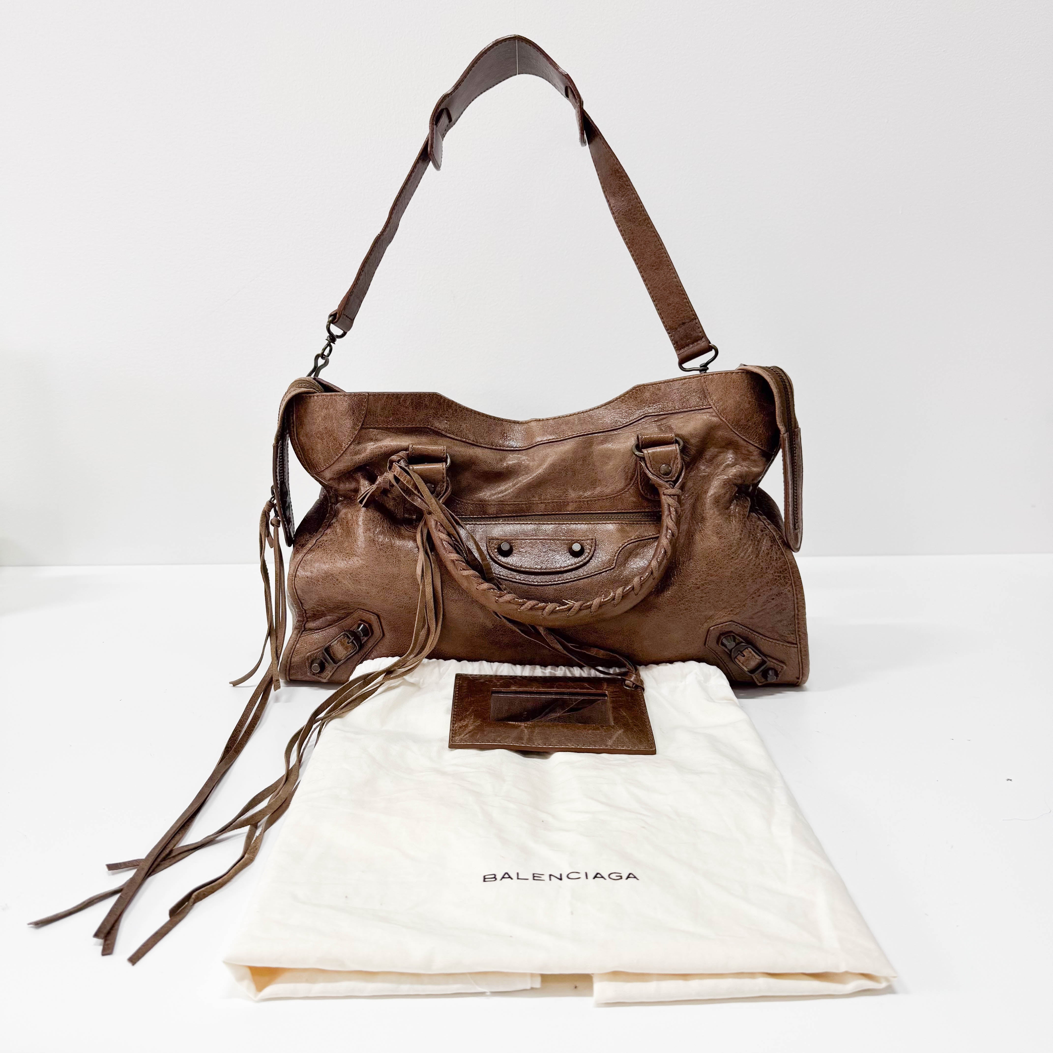 The City Brown Leather Two Way Bag