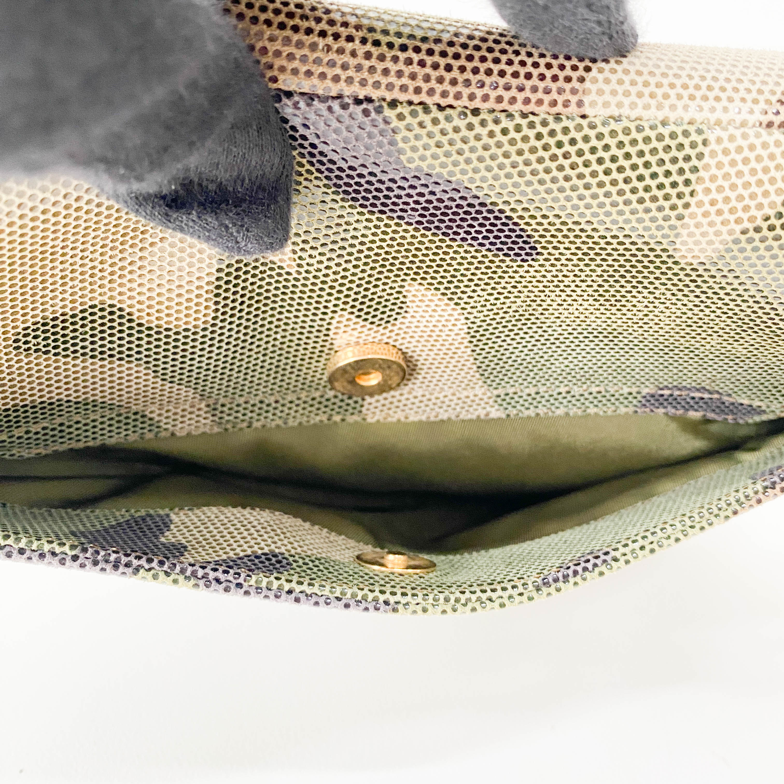 Green Camouflage Coated Canvas Saddle Shoulder Bag