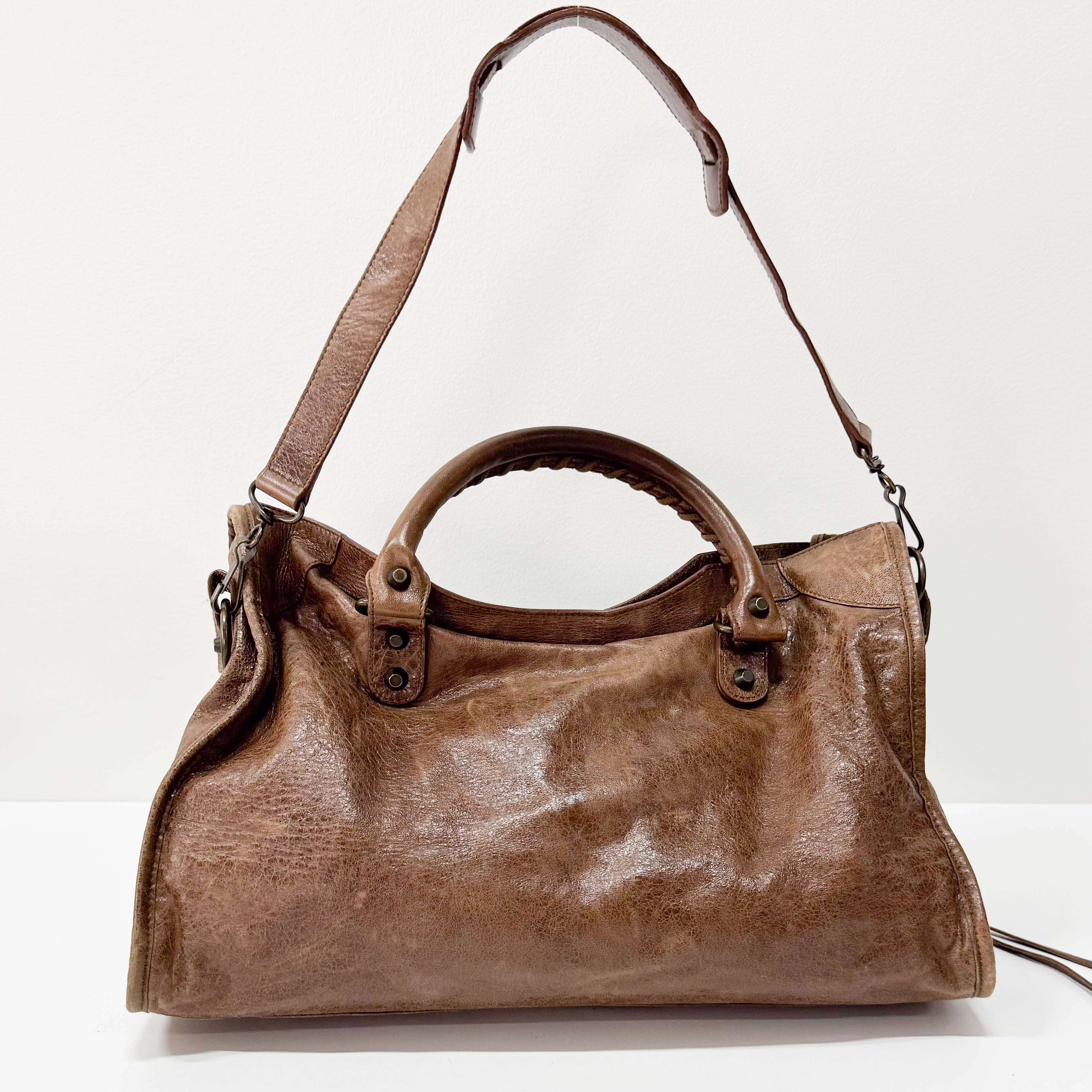 The City Brown Leather Two Way Bag