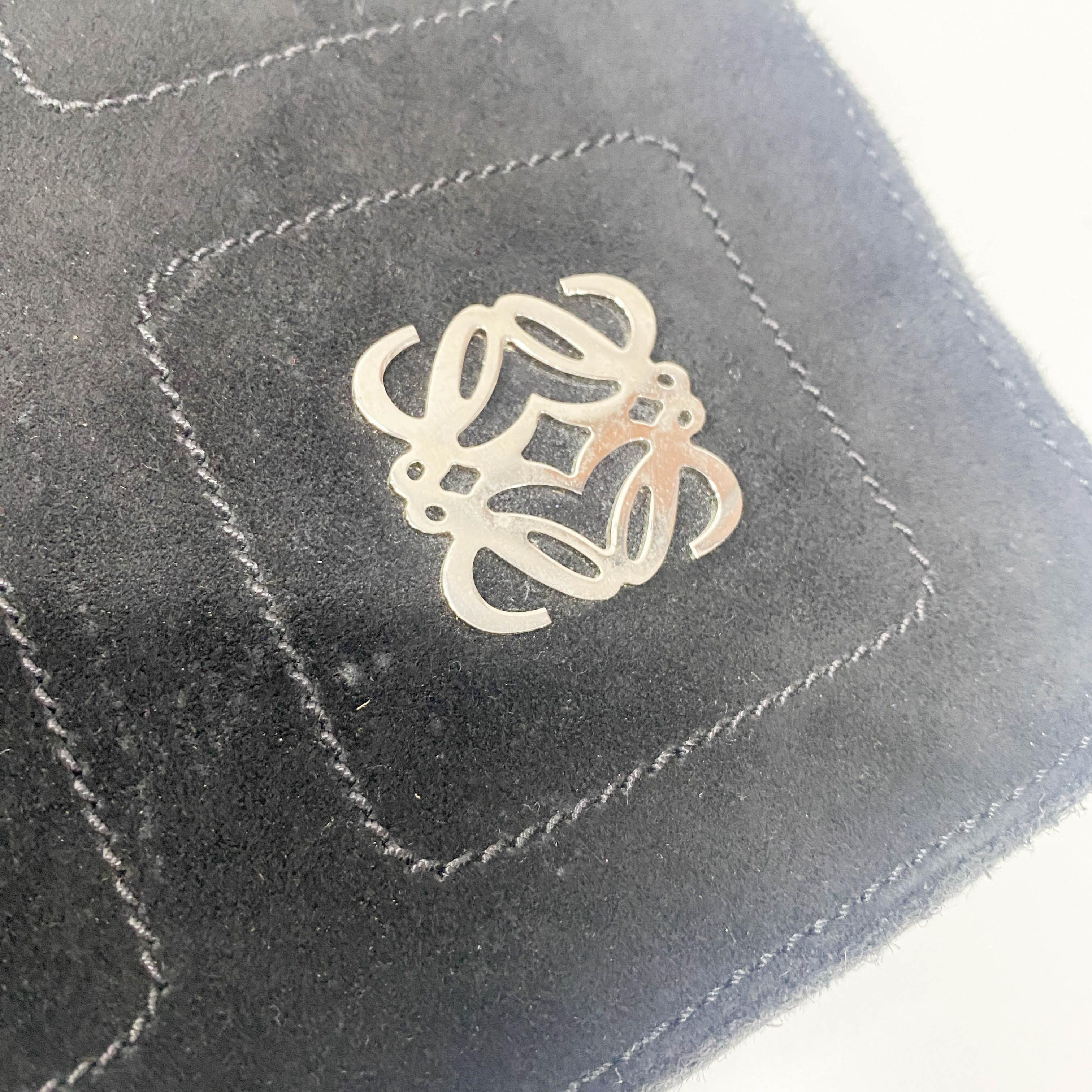 Anagram Black Suede Shoulder Bag