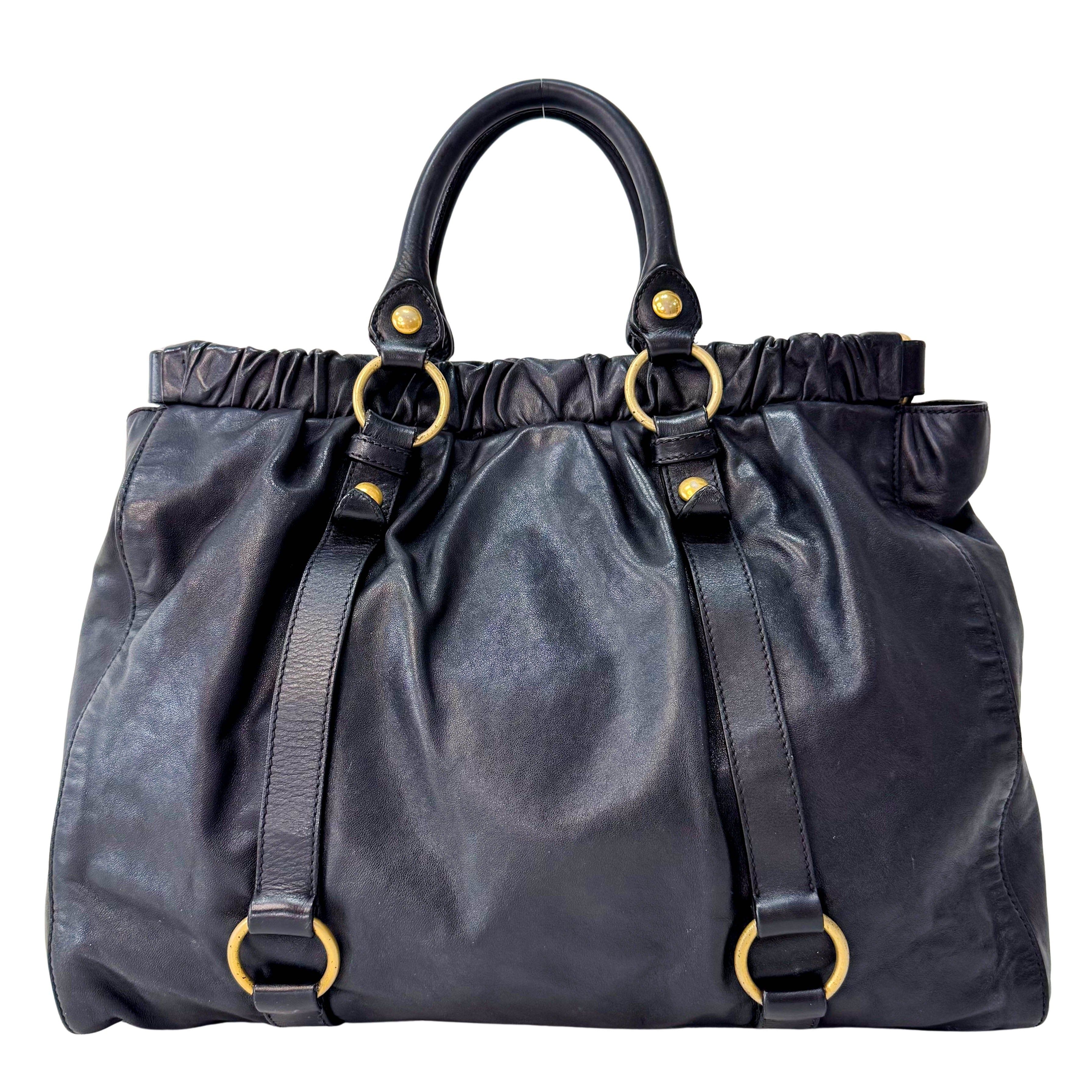 Matelassé Black Leather Shoulder Bag