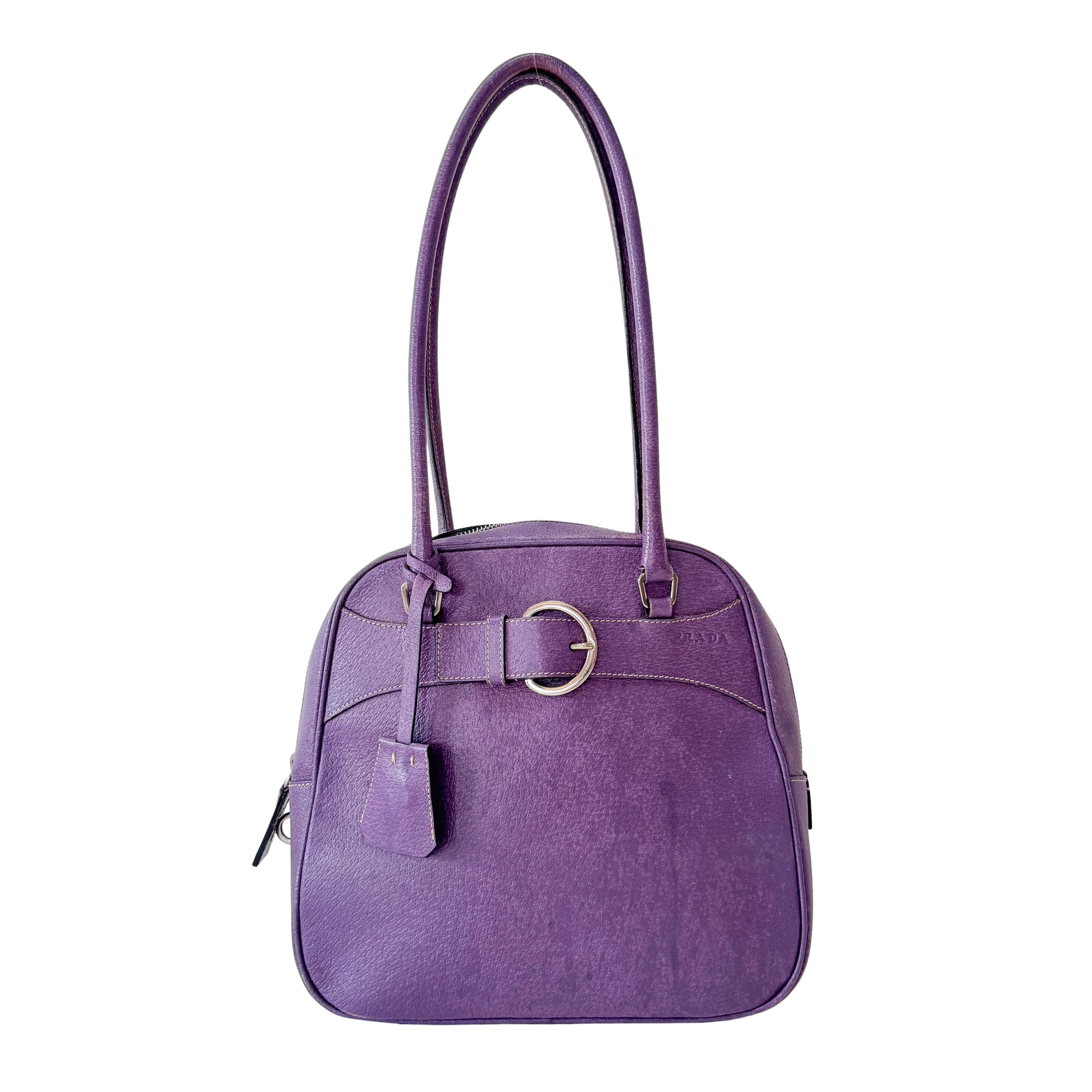 Purple Leather Shoulder Bag