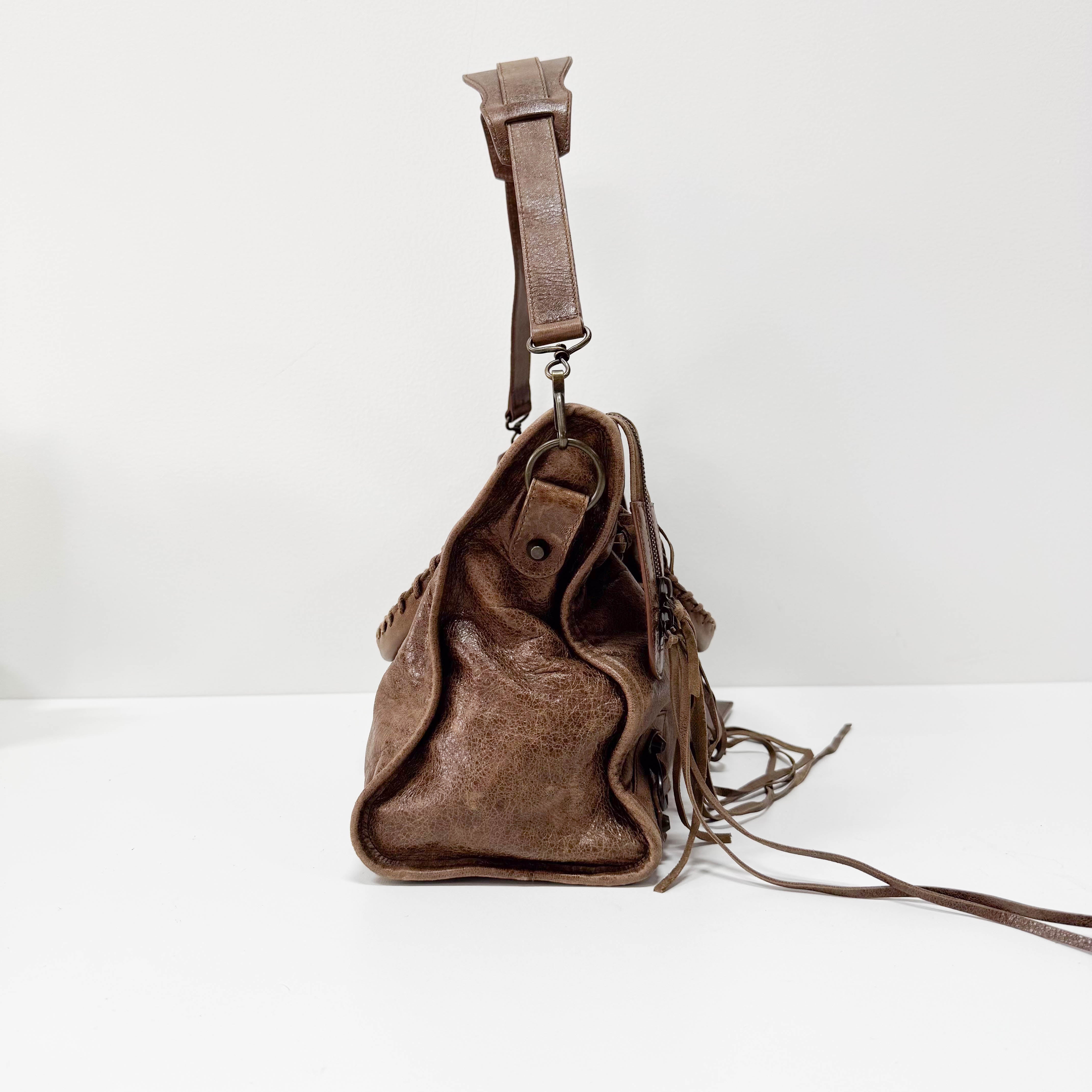 The City Brown Leather Two Way Bag
