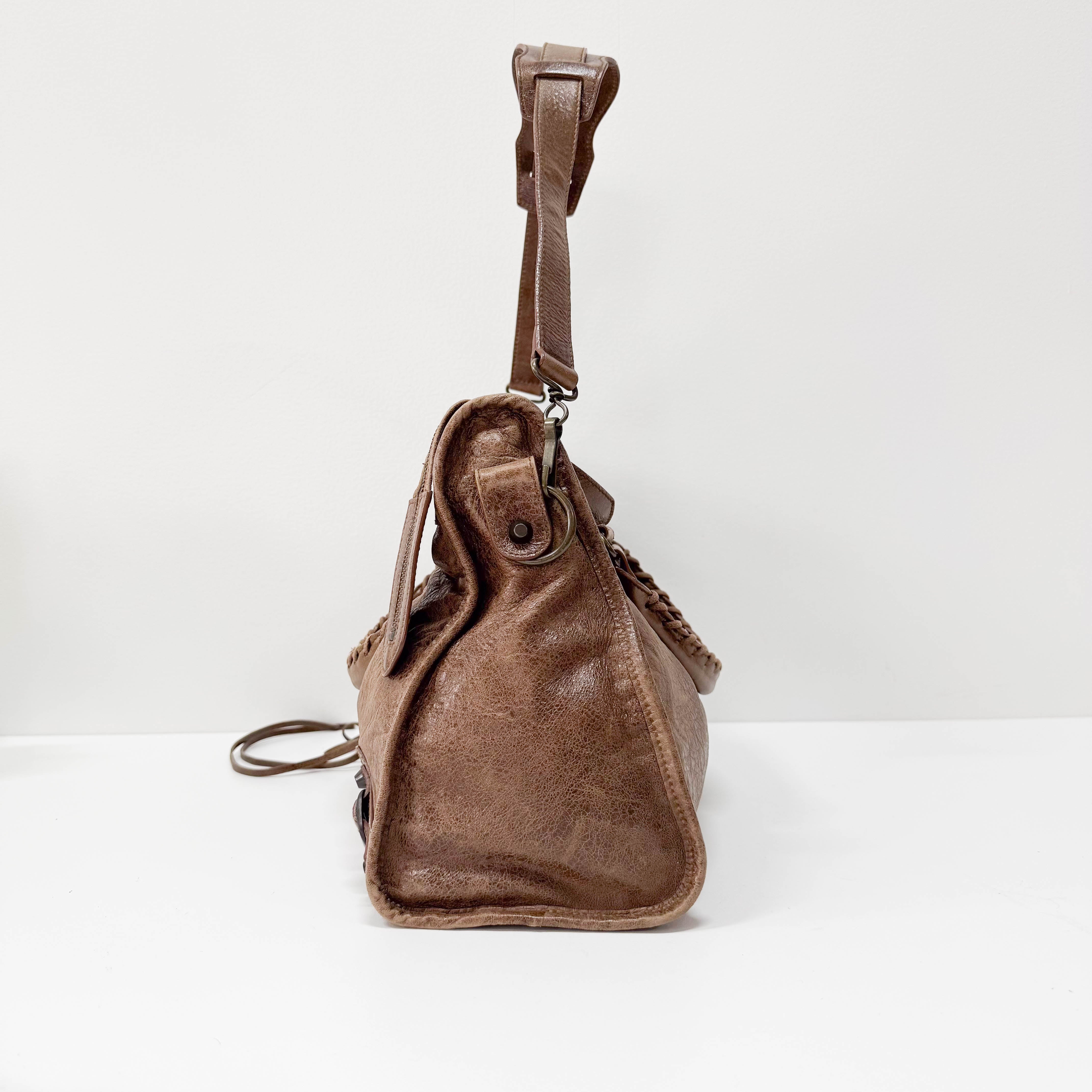 The City Brown Leather Two Way Bag