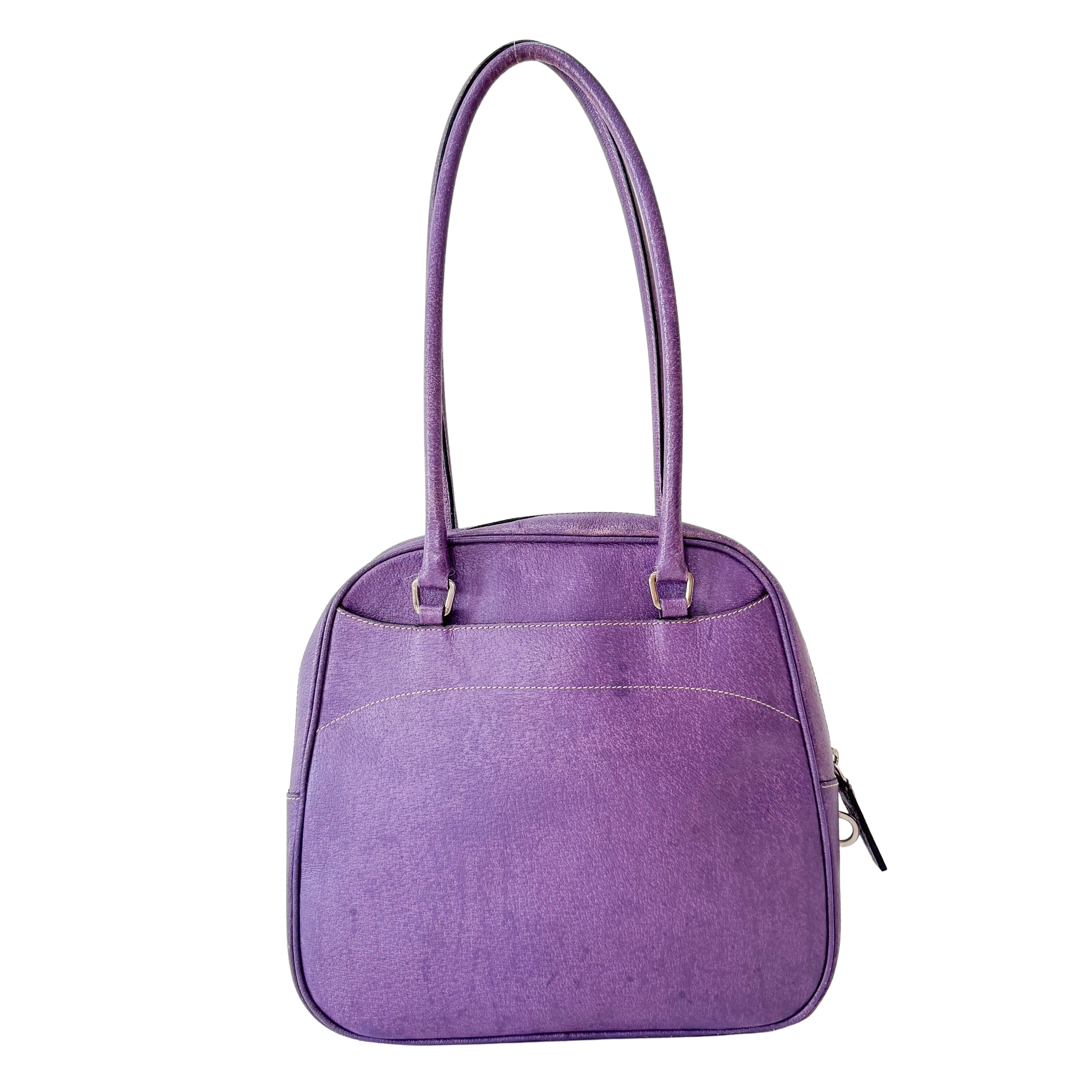 Purple Leather Shoulder Bag