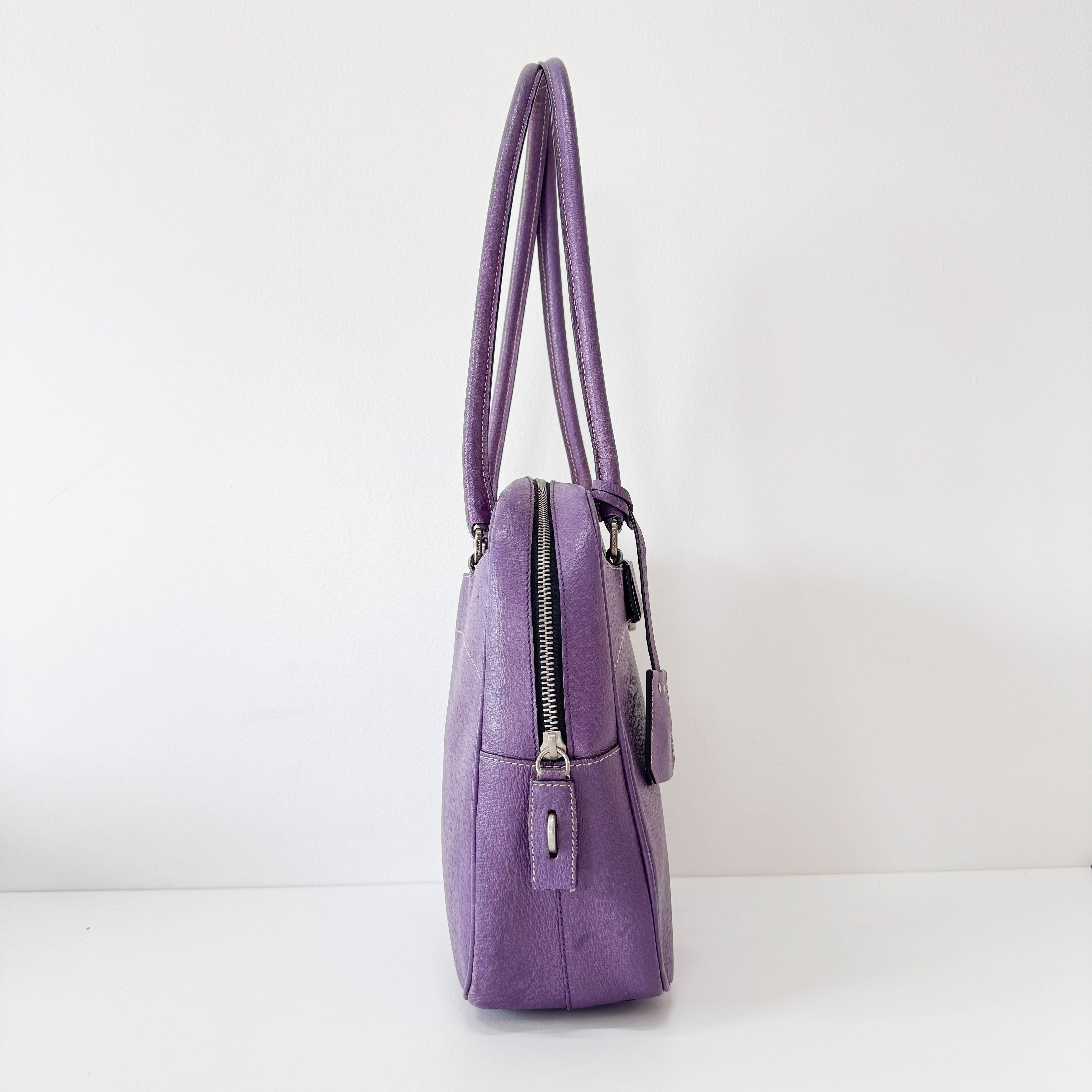 Purple Leather Shoulder Bag