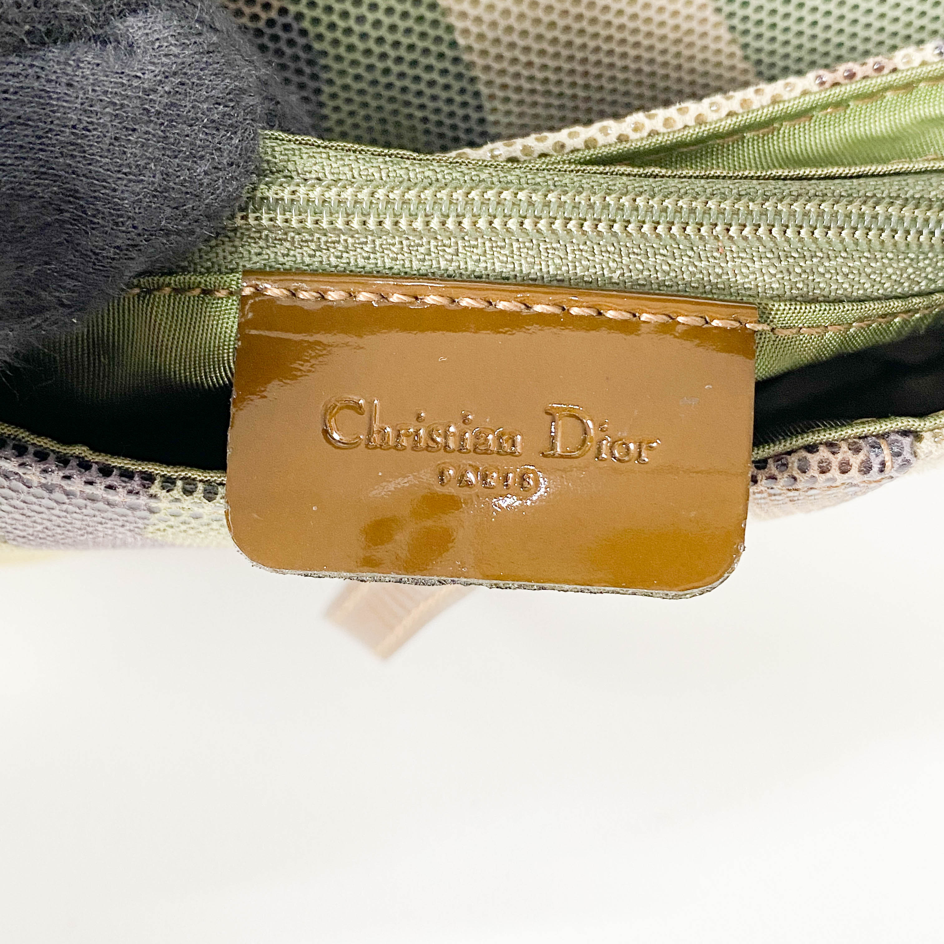 Green Camouflage Coated Canvas Saddle Shoulder Bag