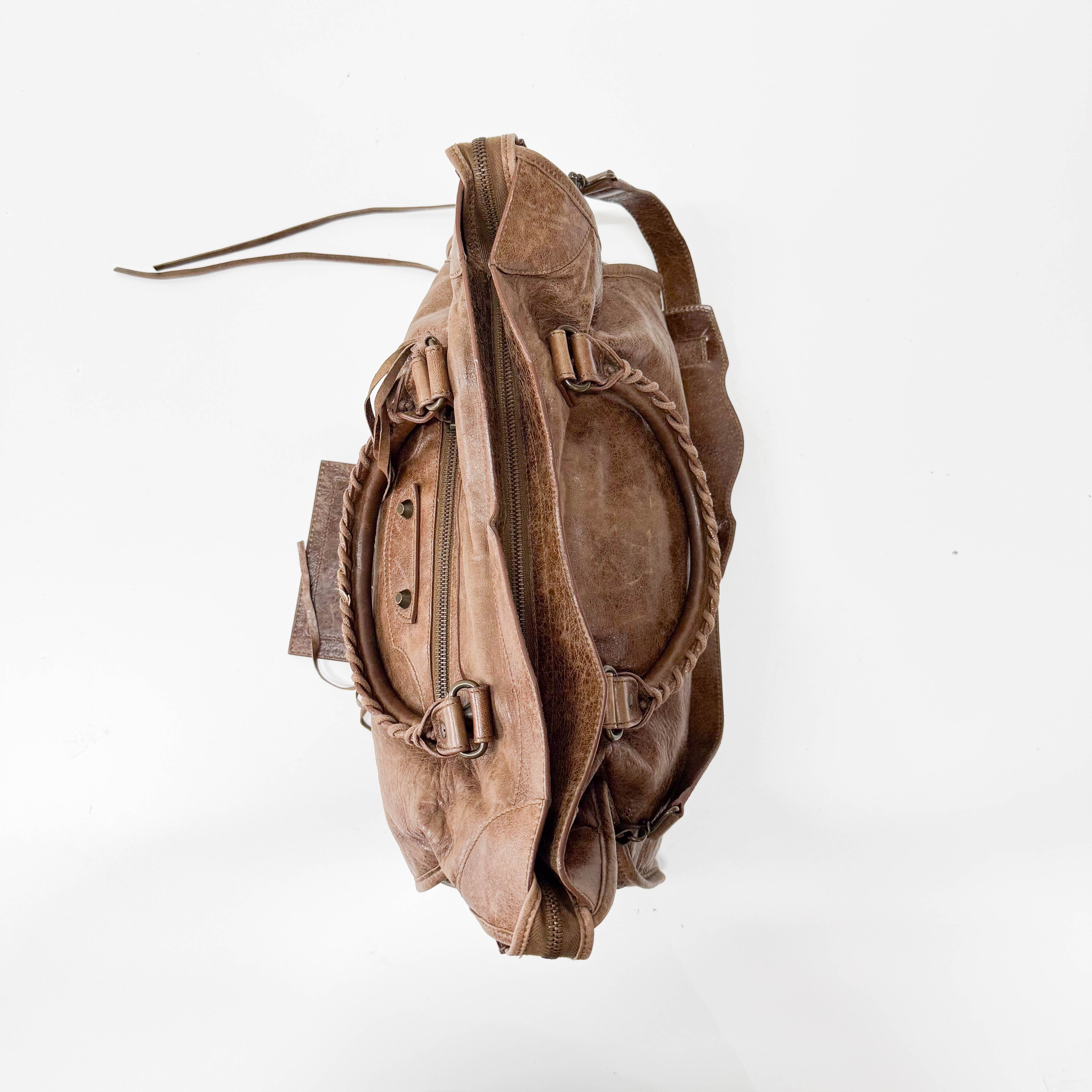 The City Brown Leather Two Way Bag