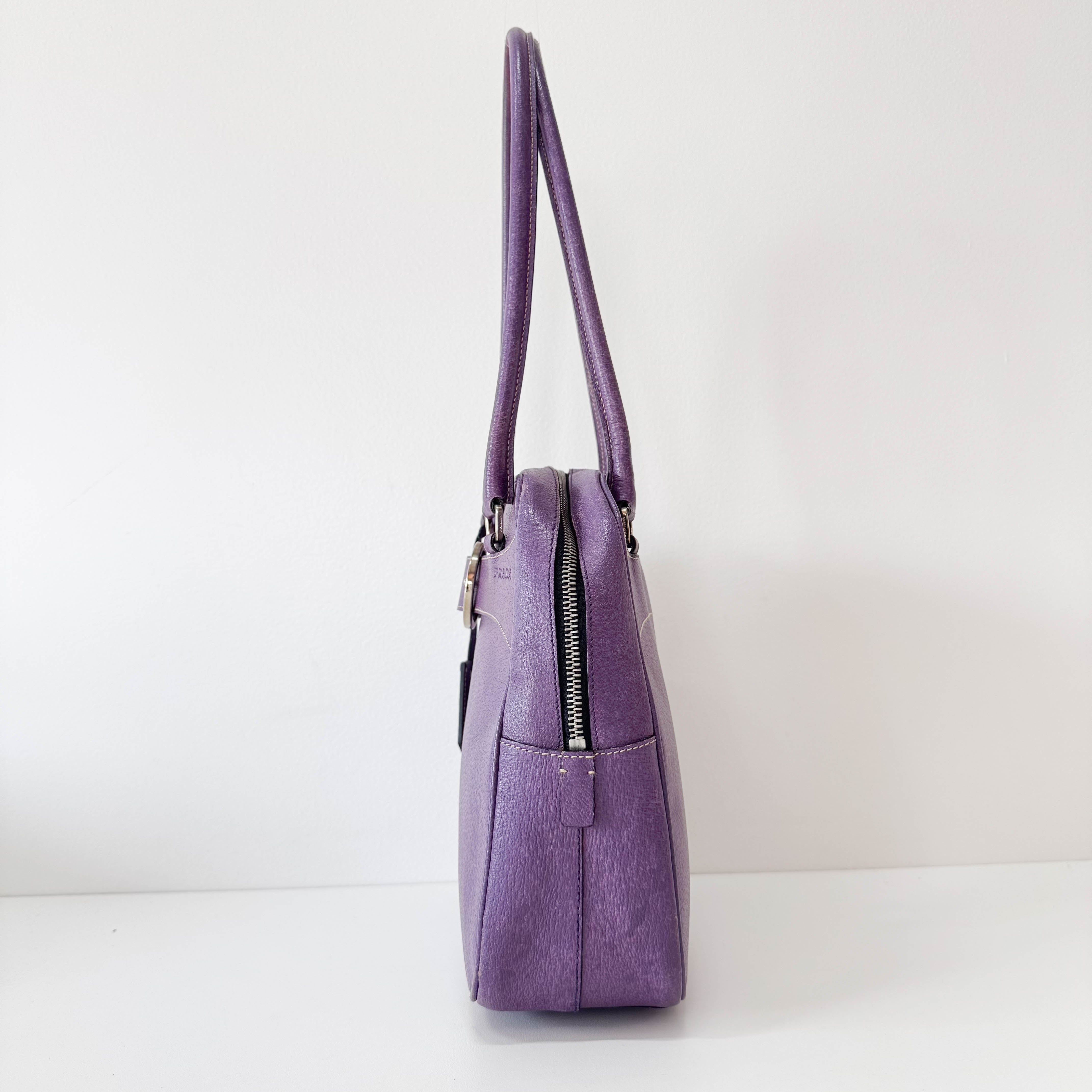 Purple Leather Shoulder Bag