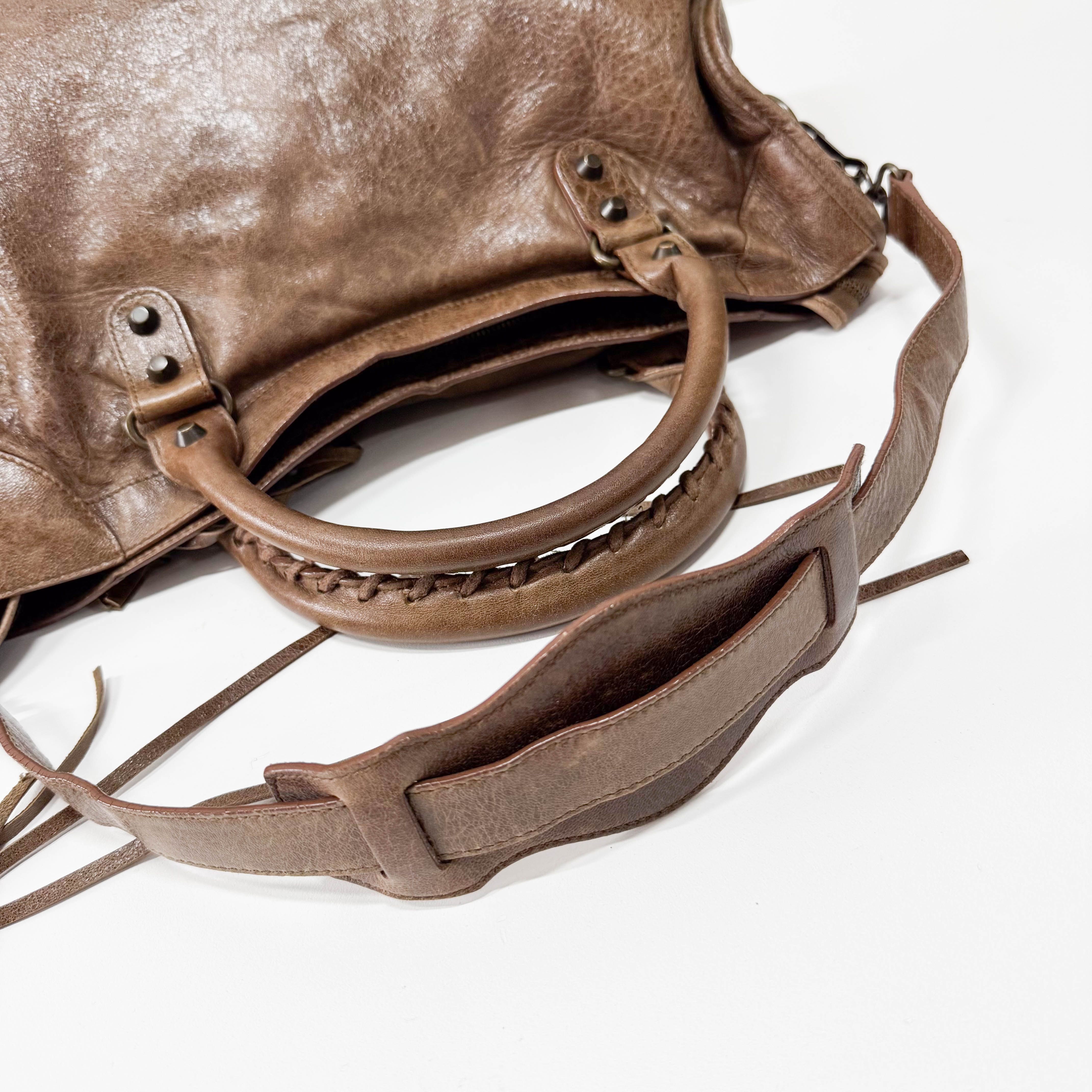 The City Brown Leather Two Way Bag