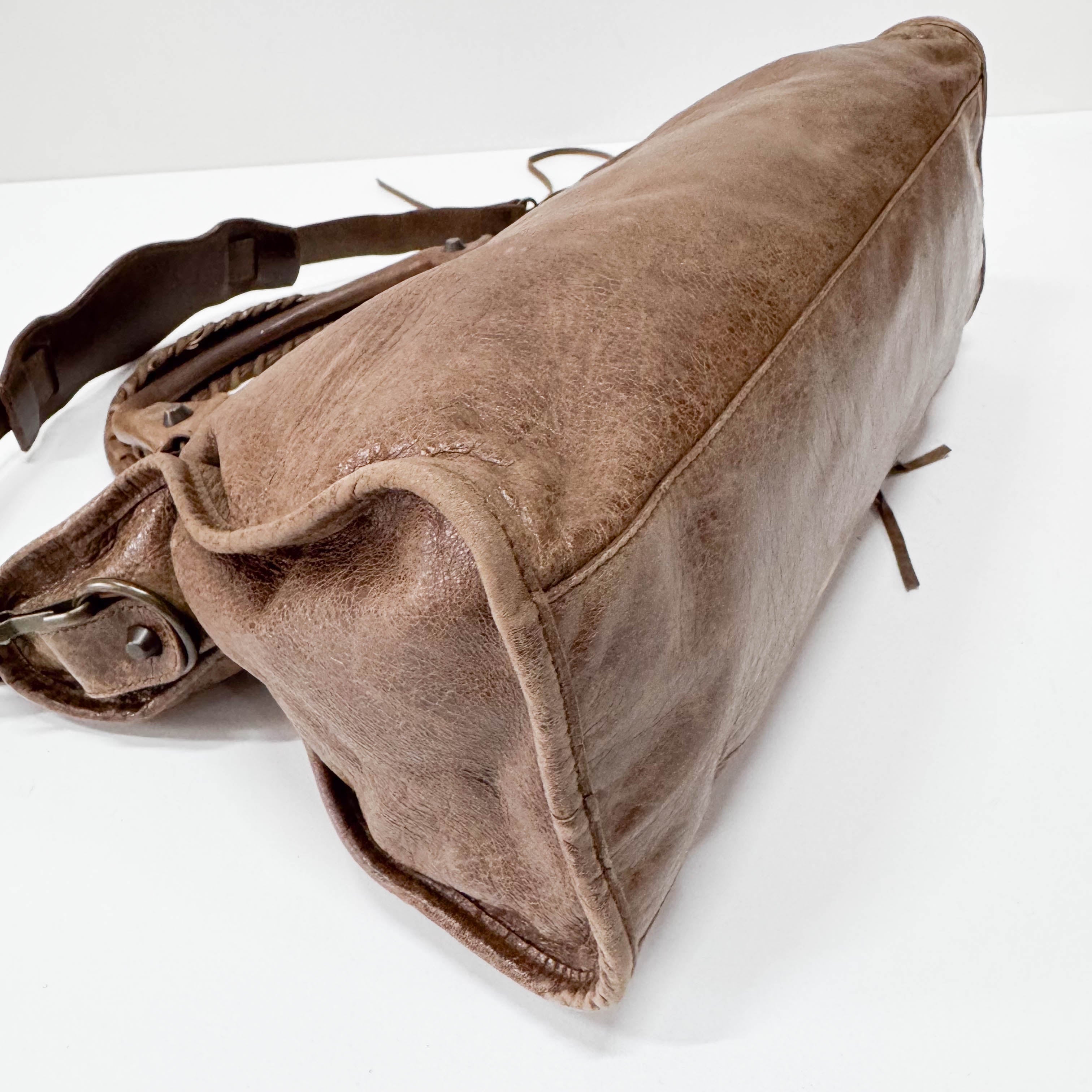 The City Brown Leather Two Way Bag