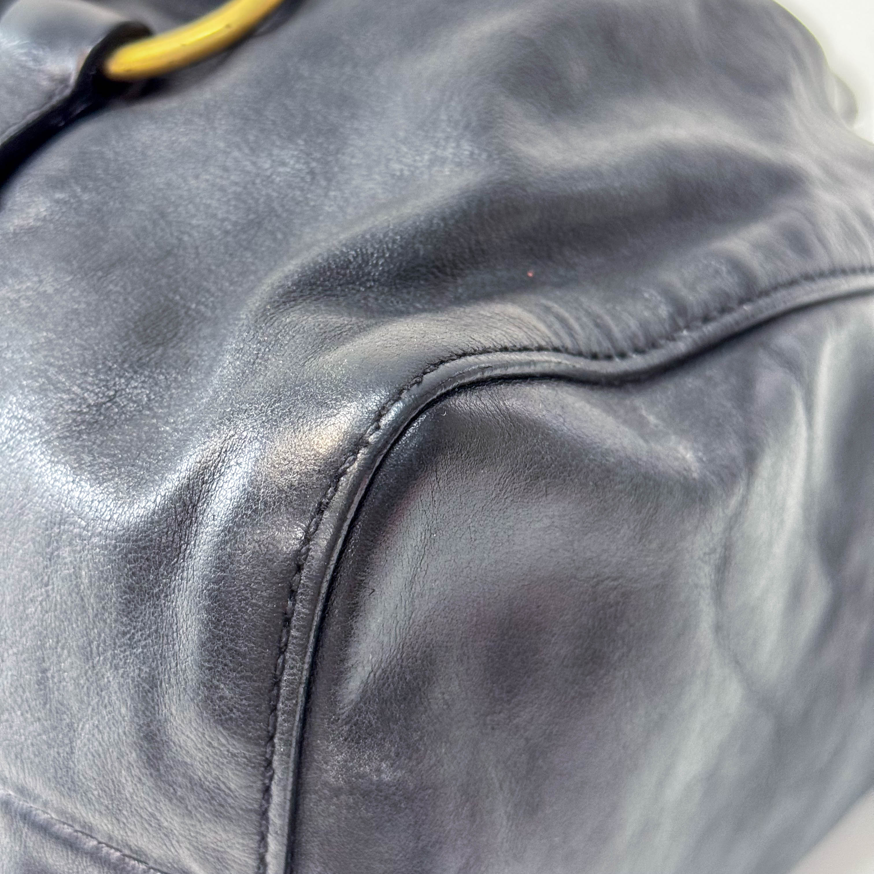 Matelassé Black Leather Shoulder Bag